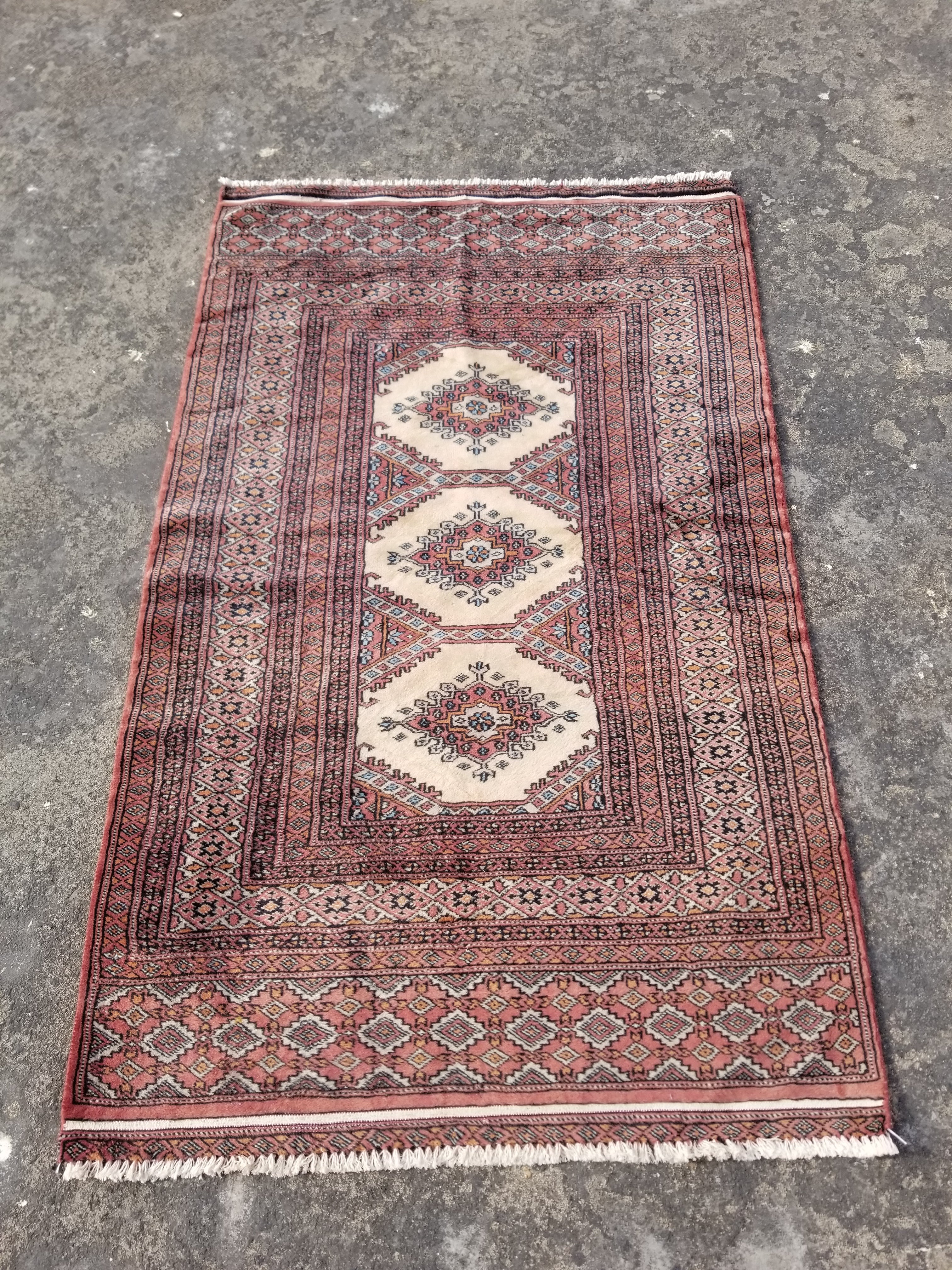 Vintage Traditional Handmade Turkoman Wool Multicolor Rug 152x91cm