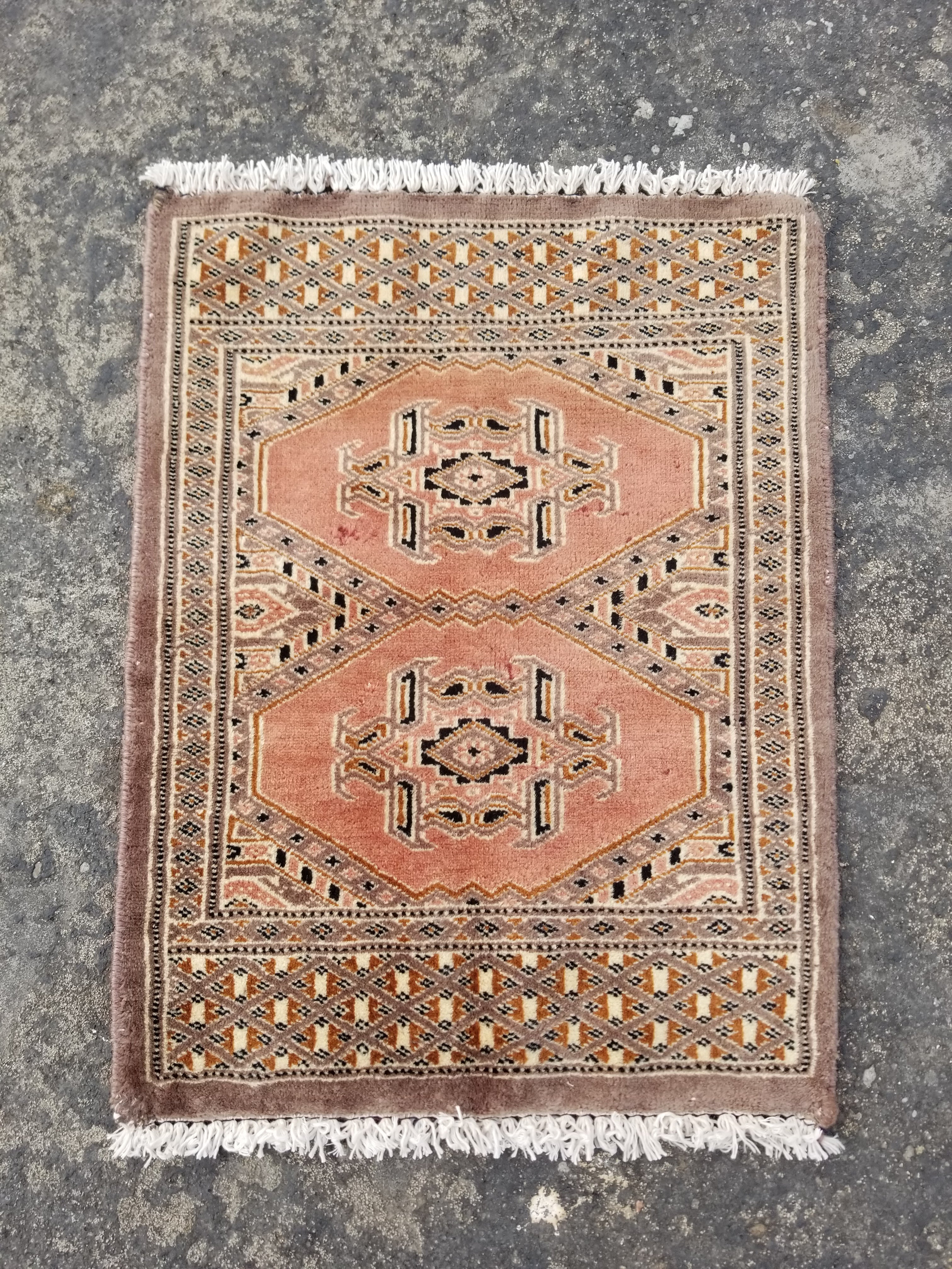 Vintage Traditional Handmade Afghan Wool Multicolor Doormat 61x46cm