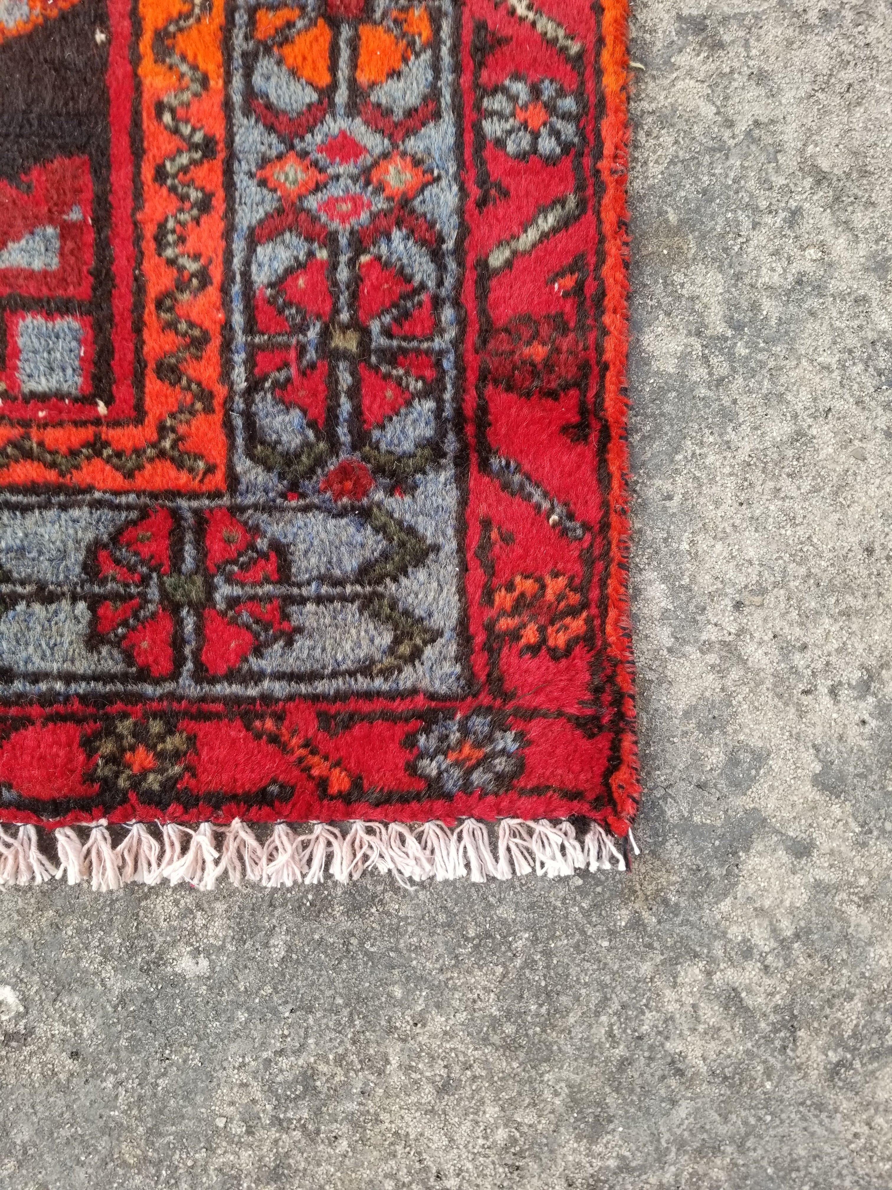 Vintage Traditional Handmade Oriental Wool Multicolor Rug 196x127cm