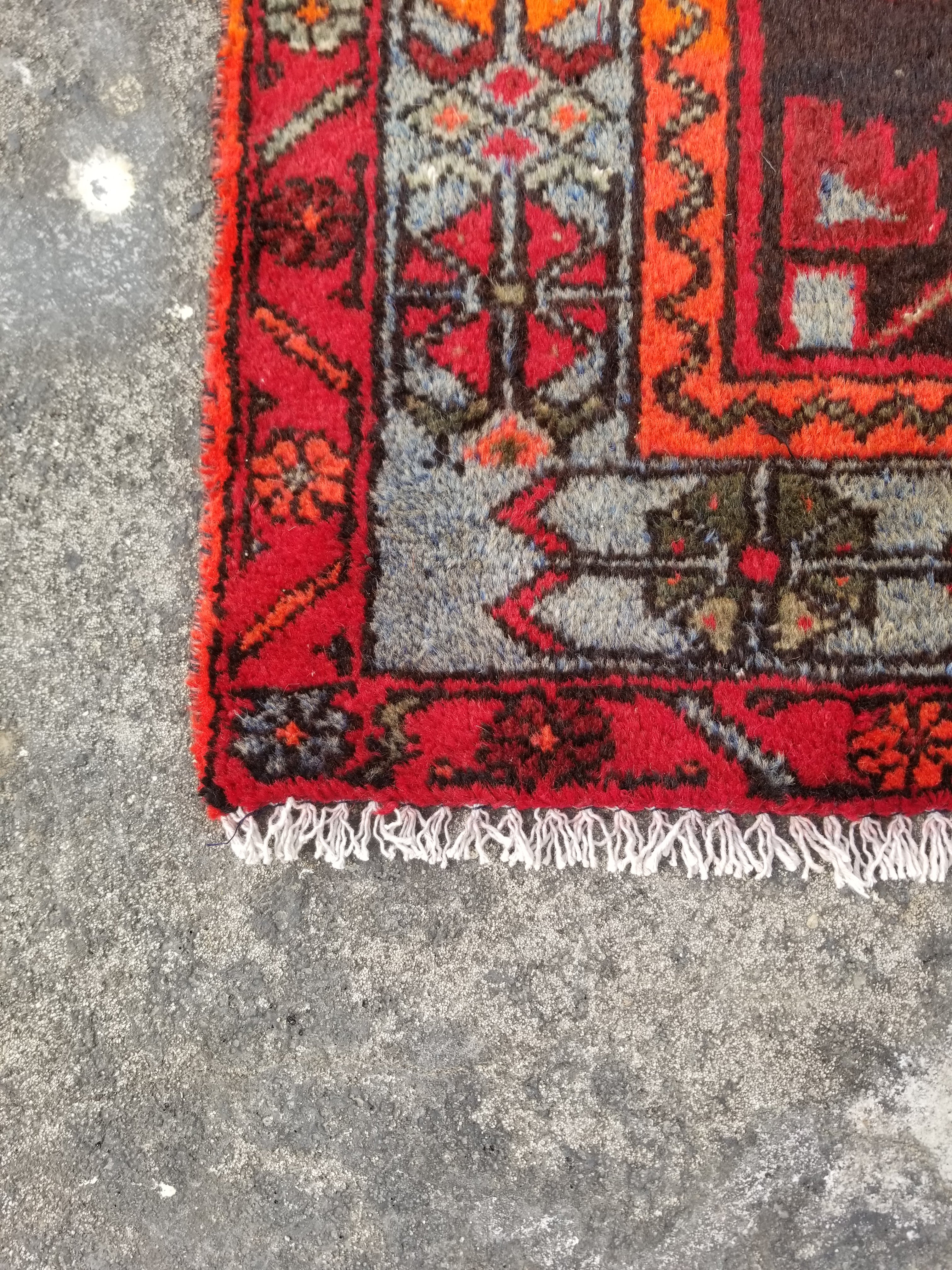 Vintage Traditional Handmade Oriental Wool Multicolor Rug 196x127cm