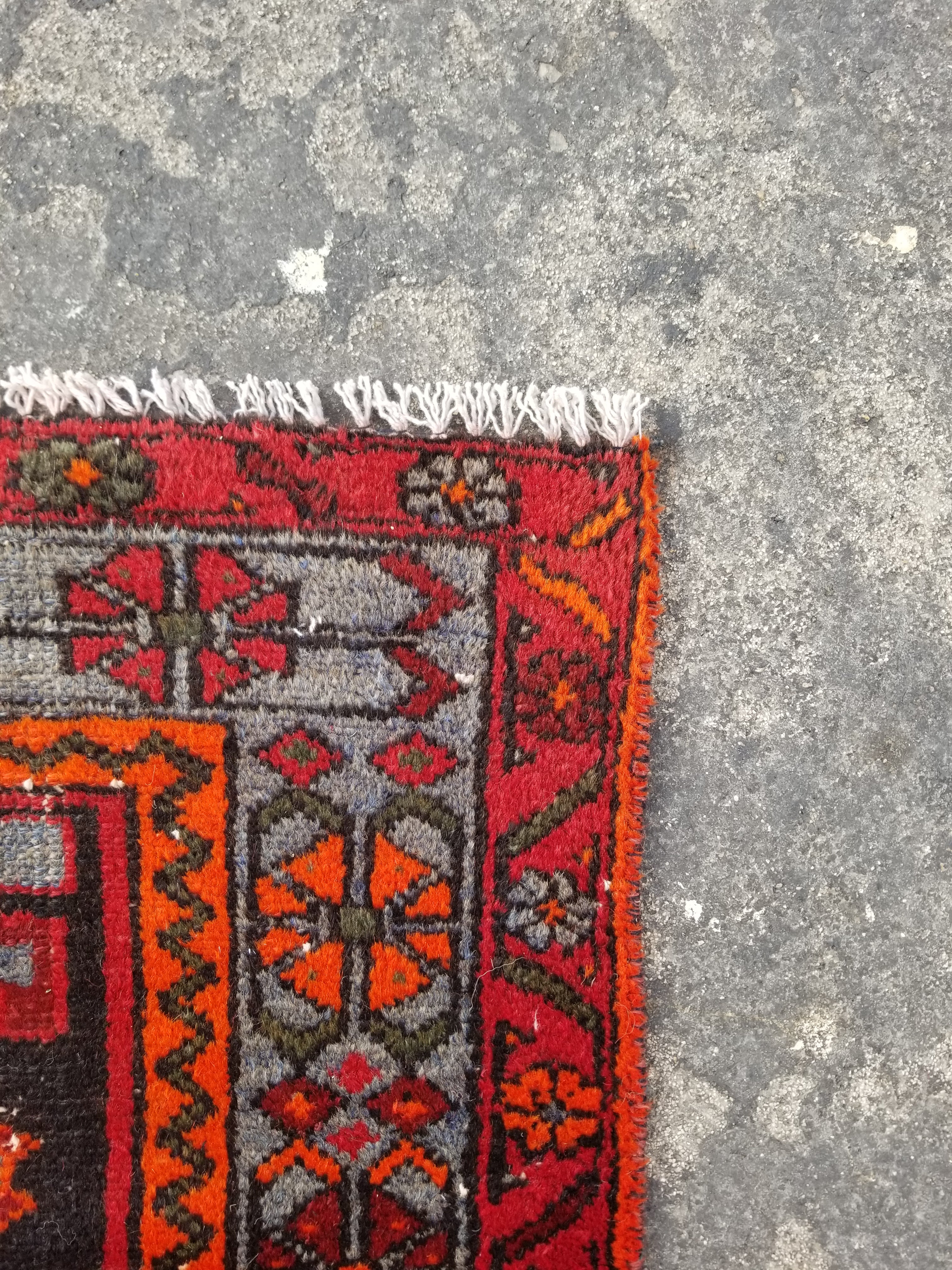 Vintage Traditional Handmade Oriental Wool Multicolor Rug 196x127cm
