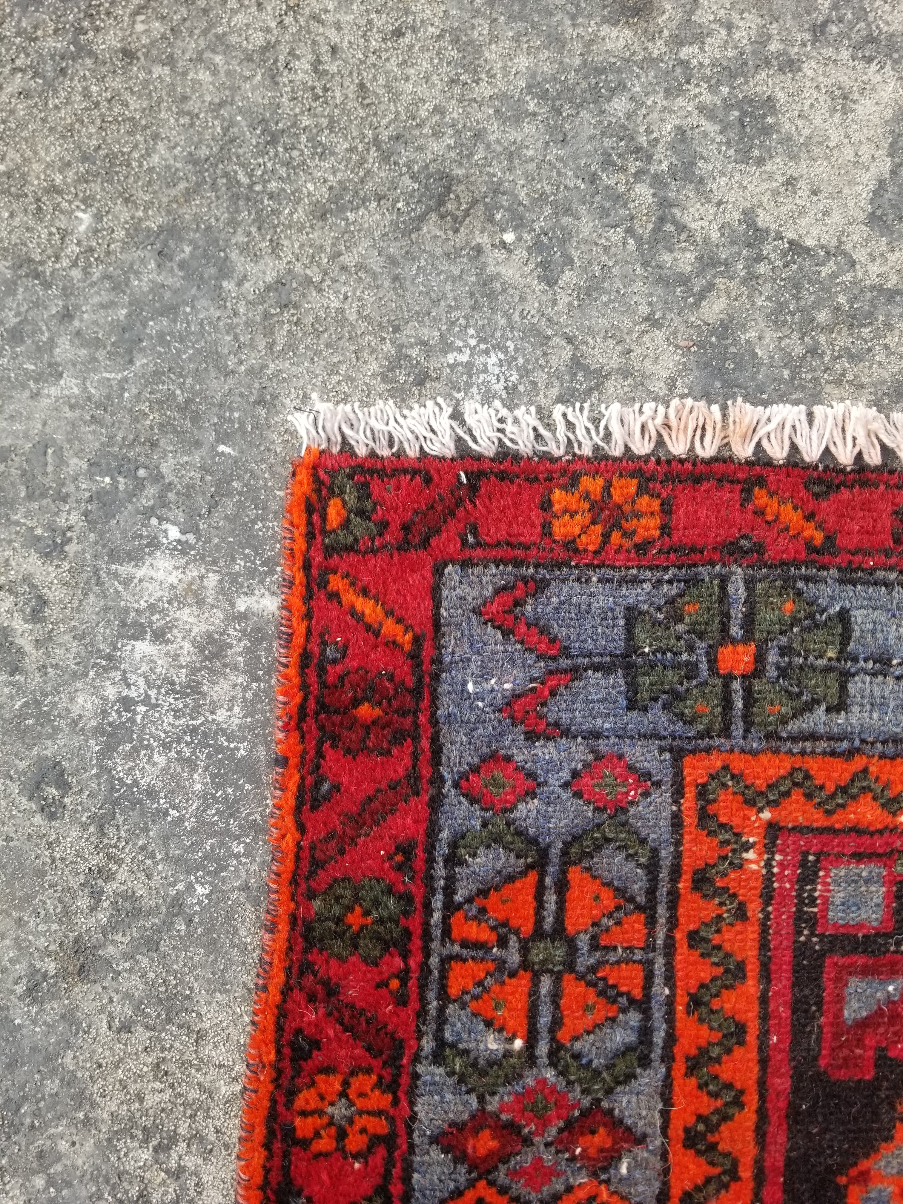Vintage Traditional Handmade Oriental Wool Multicolor Rug 196x127cm