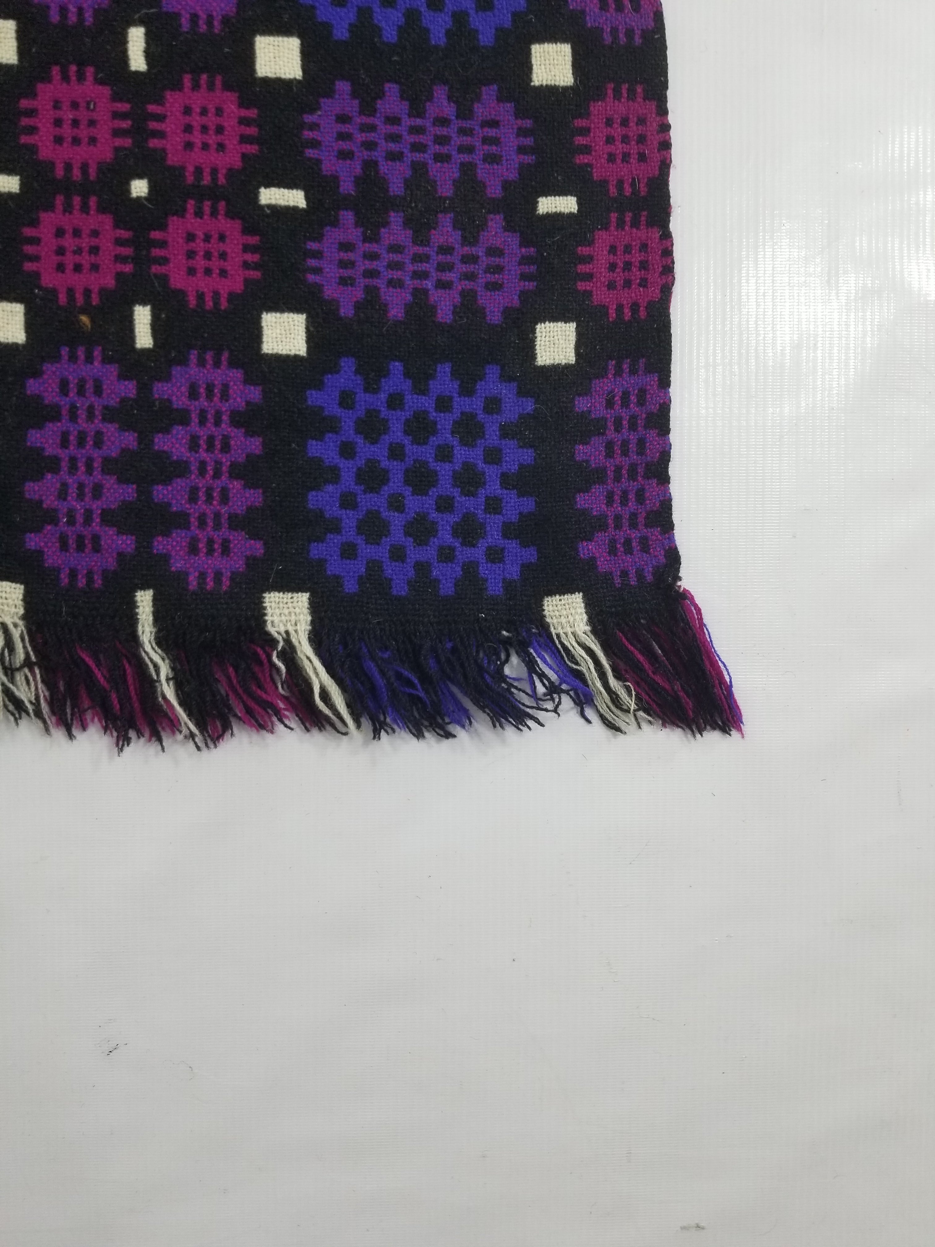 Vintage Welsh Wool Tapestry Blanket Reversible 240x160cm