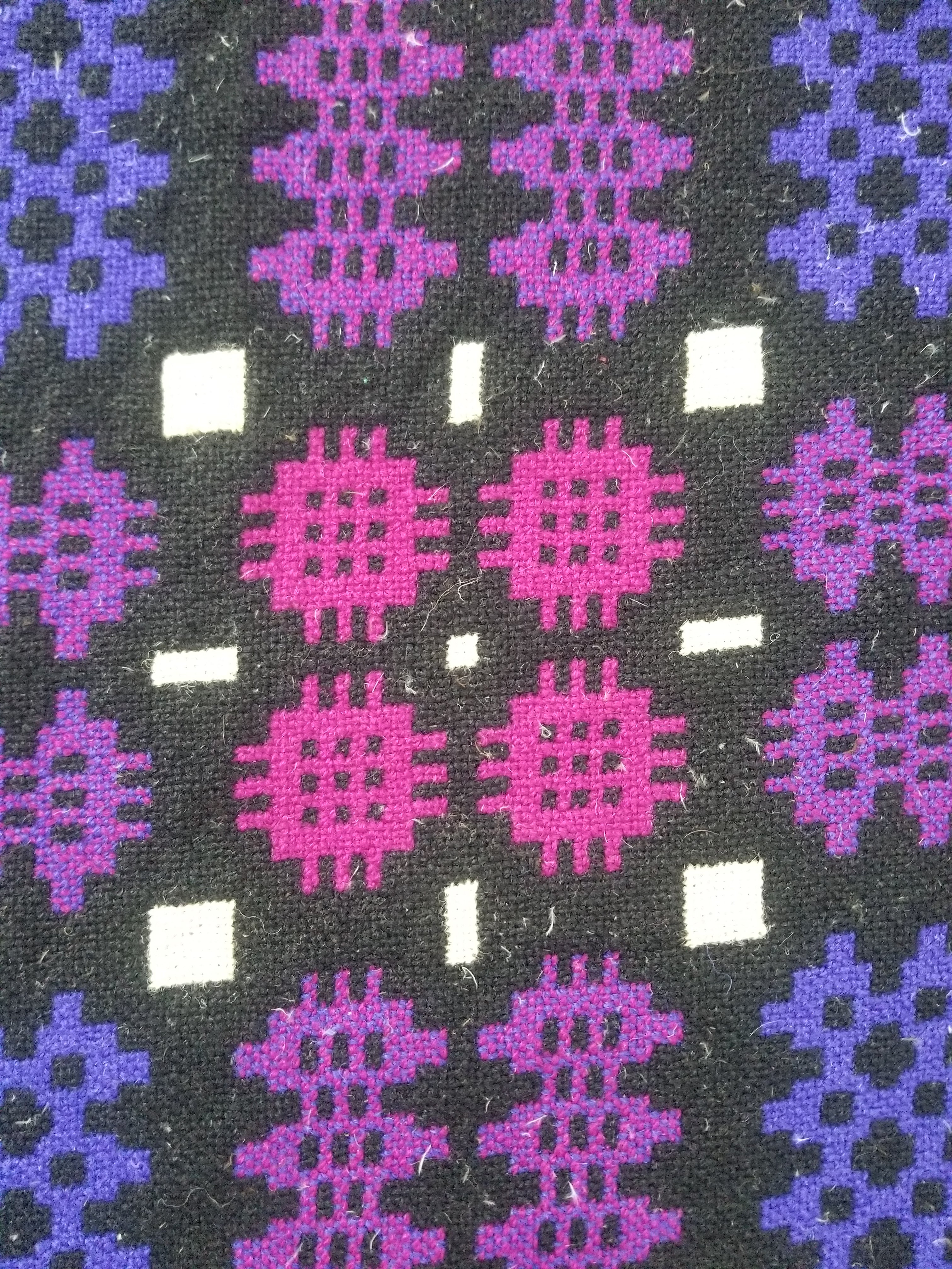 Vintage Welsh Wool Tapestry Blanket Reversible 240x160cm