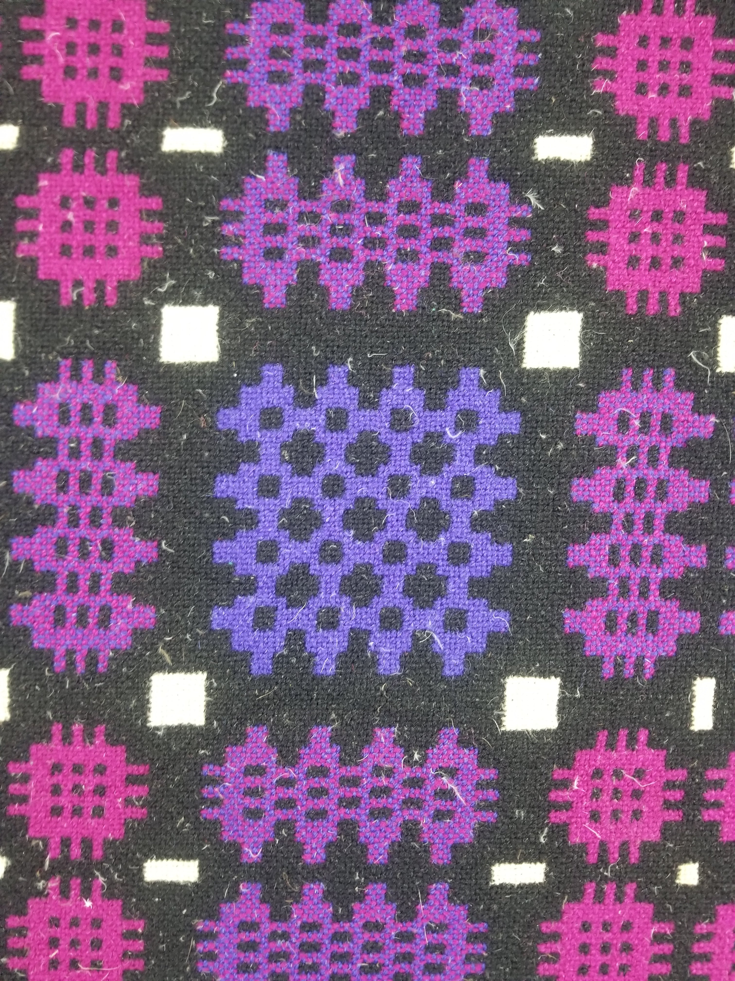 Vintage Welsh Wool Tapestry Blanket Reversible 240x160cm