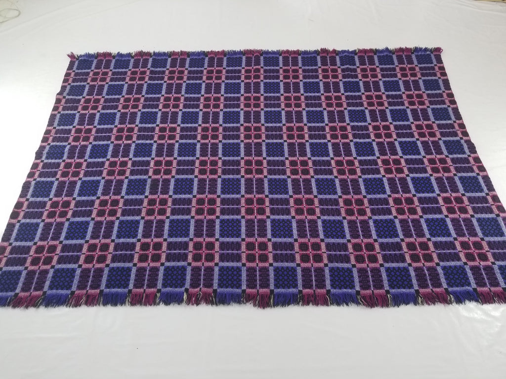 Vintage Welsh Wool Tapestry Blanket Reversible 240x160cm