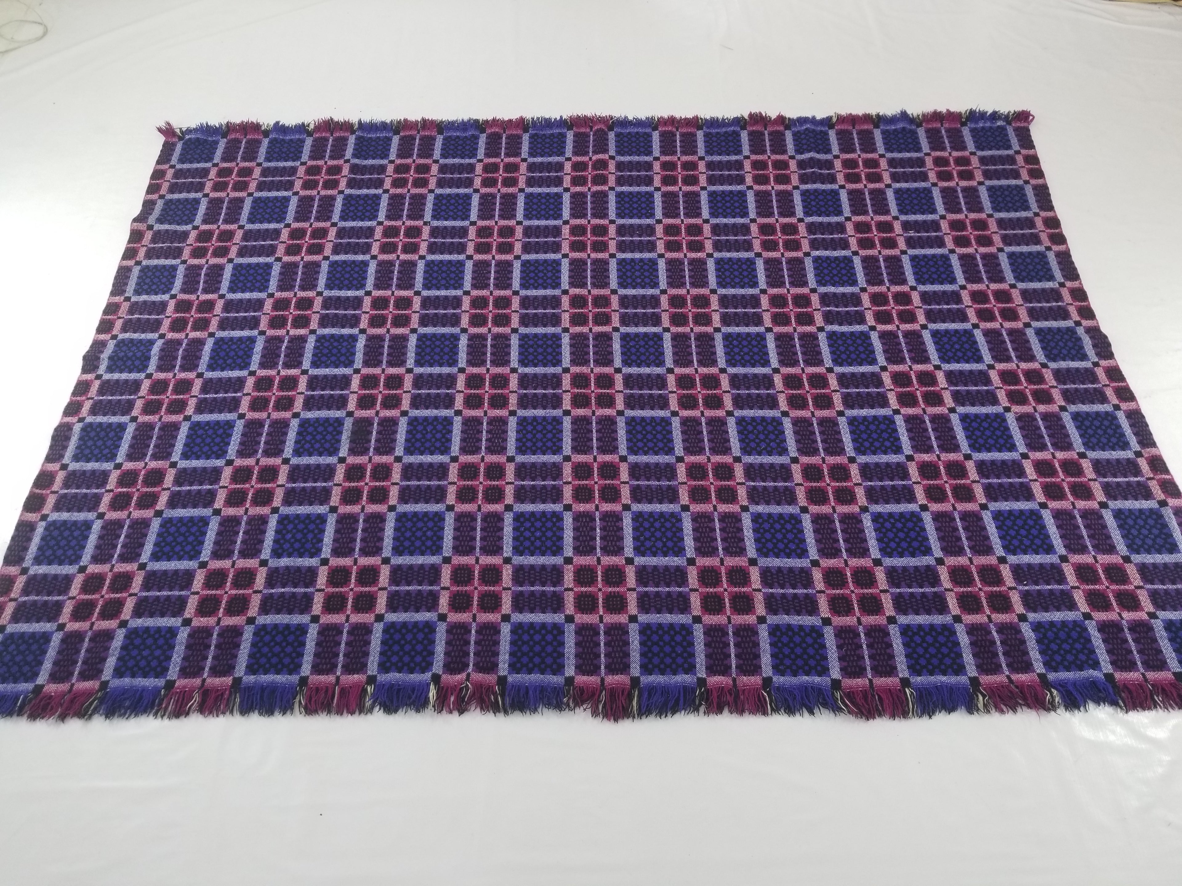 Vintage Welsh Wool Tapestry Blanket Reversible 240x160cm
