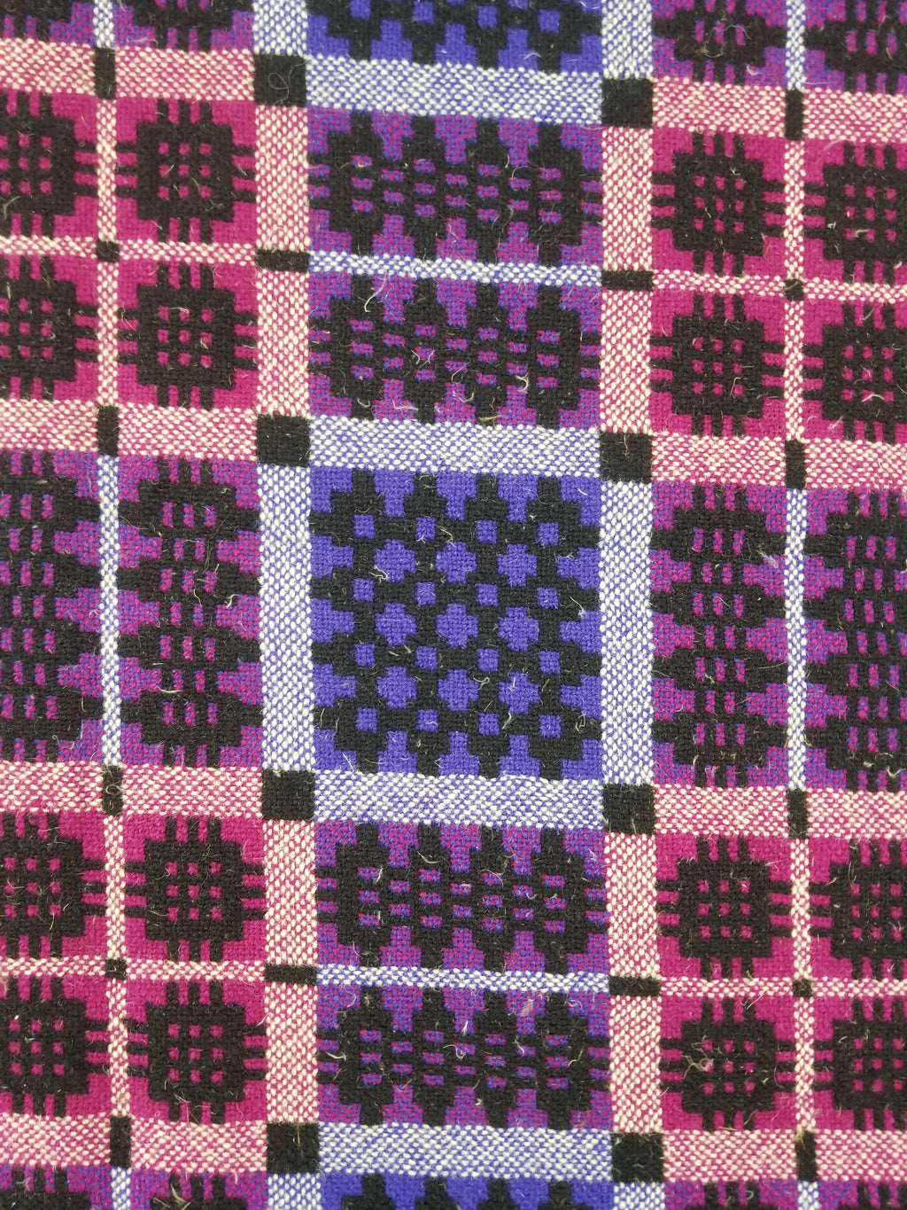 Vintage Welsh Wool Tapestry Blanket Reversible 240x160cm