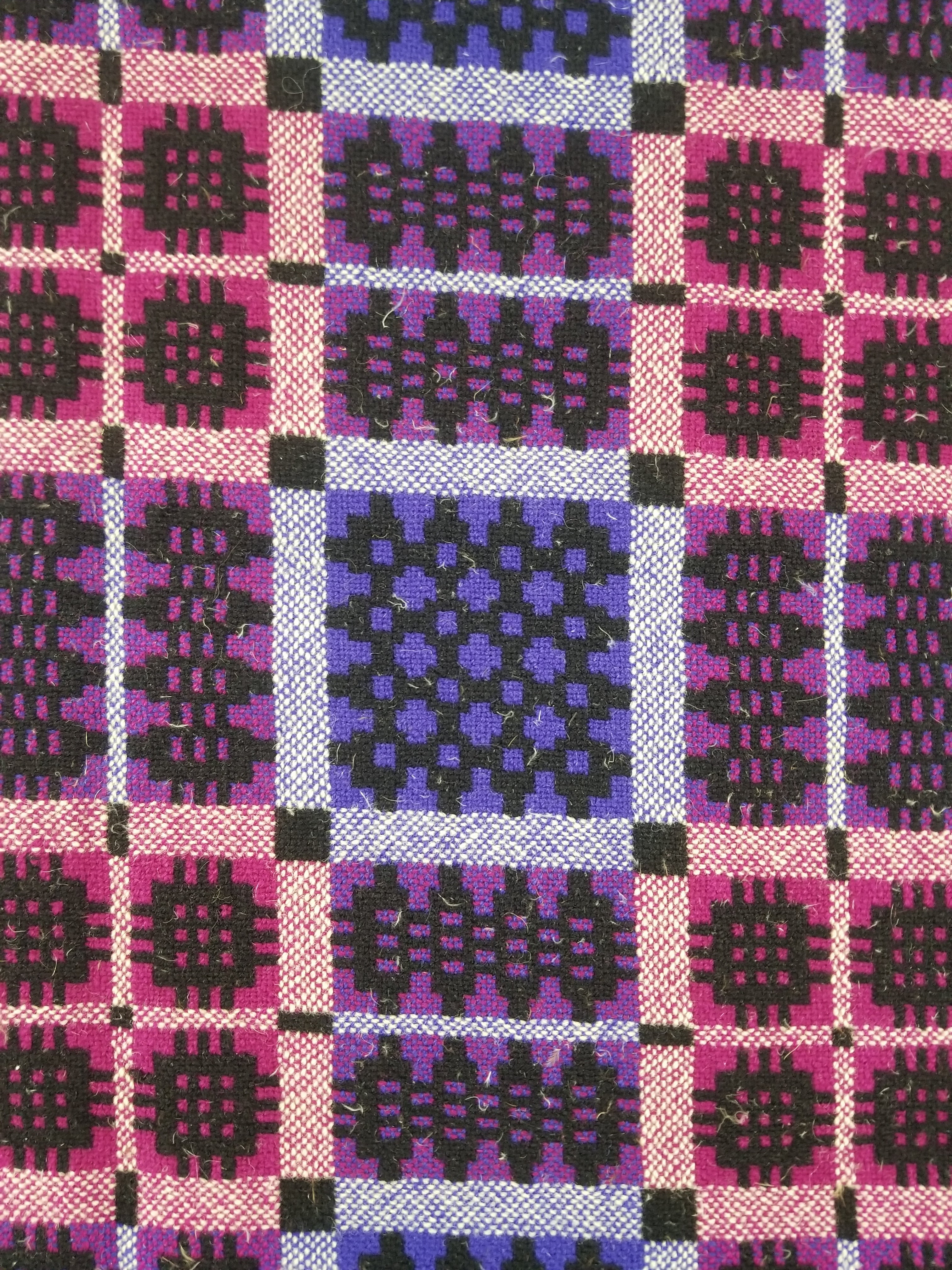 Vintage Welsh Wool Tapestry Blanket Reversible 240x160cm