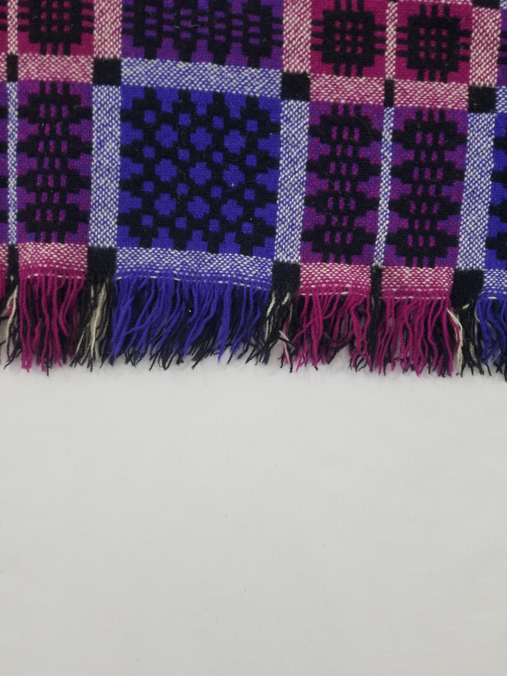 Vintage Welsh Wool Tapestry Blanket Reversible 240x160cm