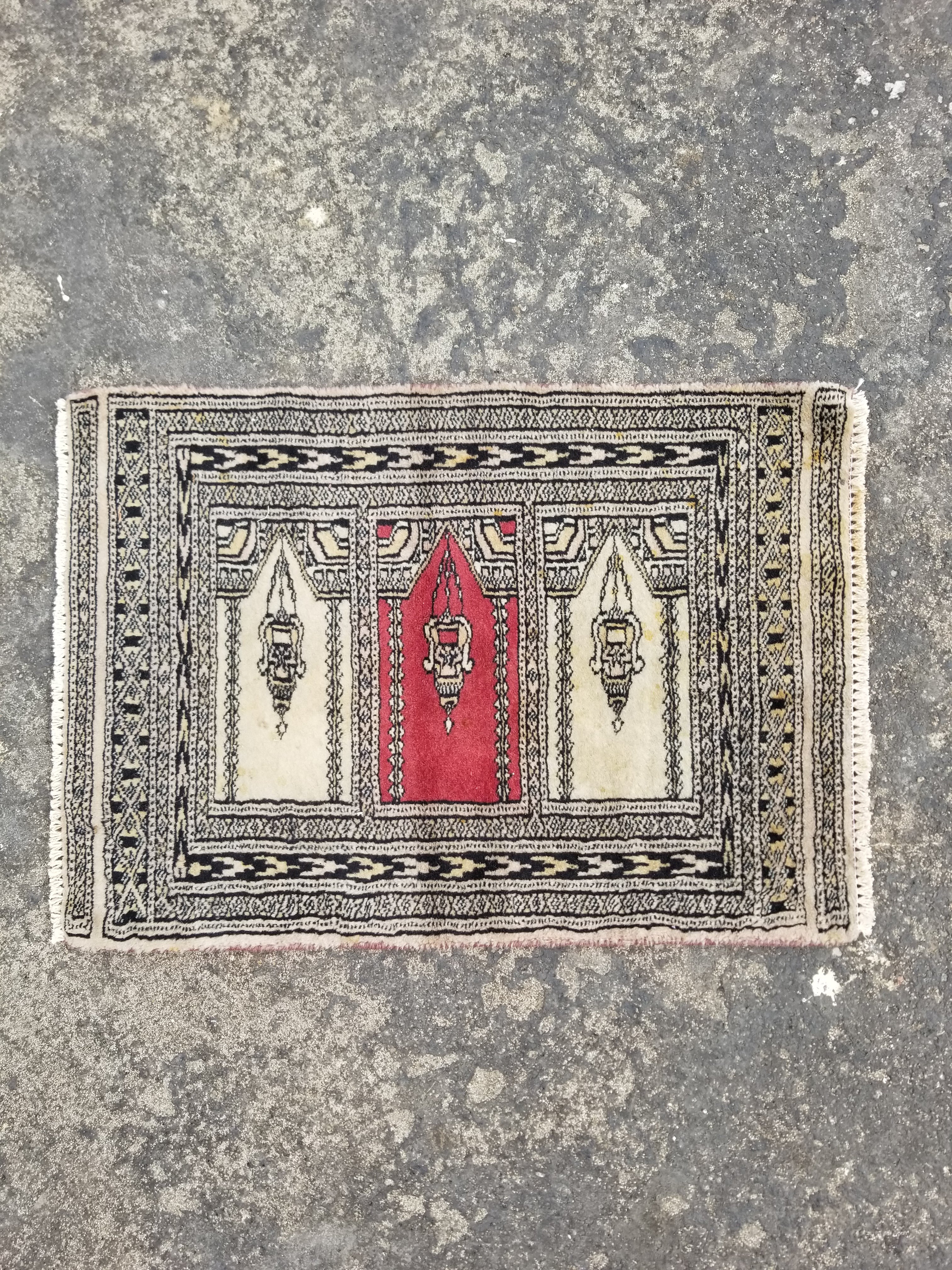 Vintage Traditional Handmade Oriental Wool Multicolor Doormat 63x46cm