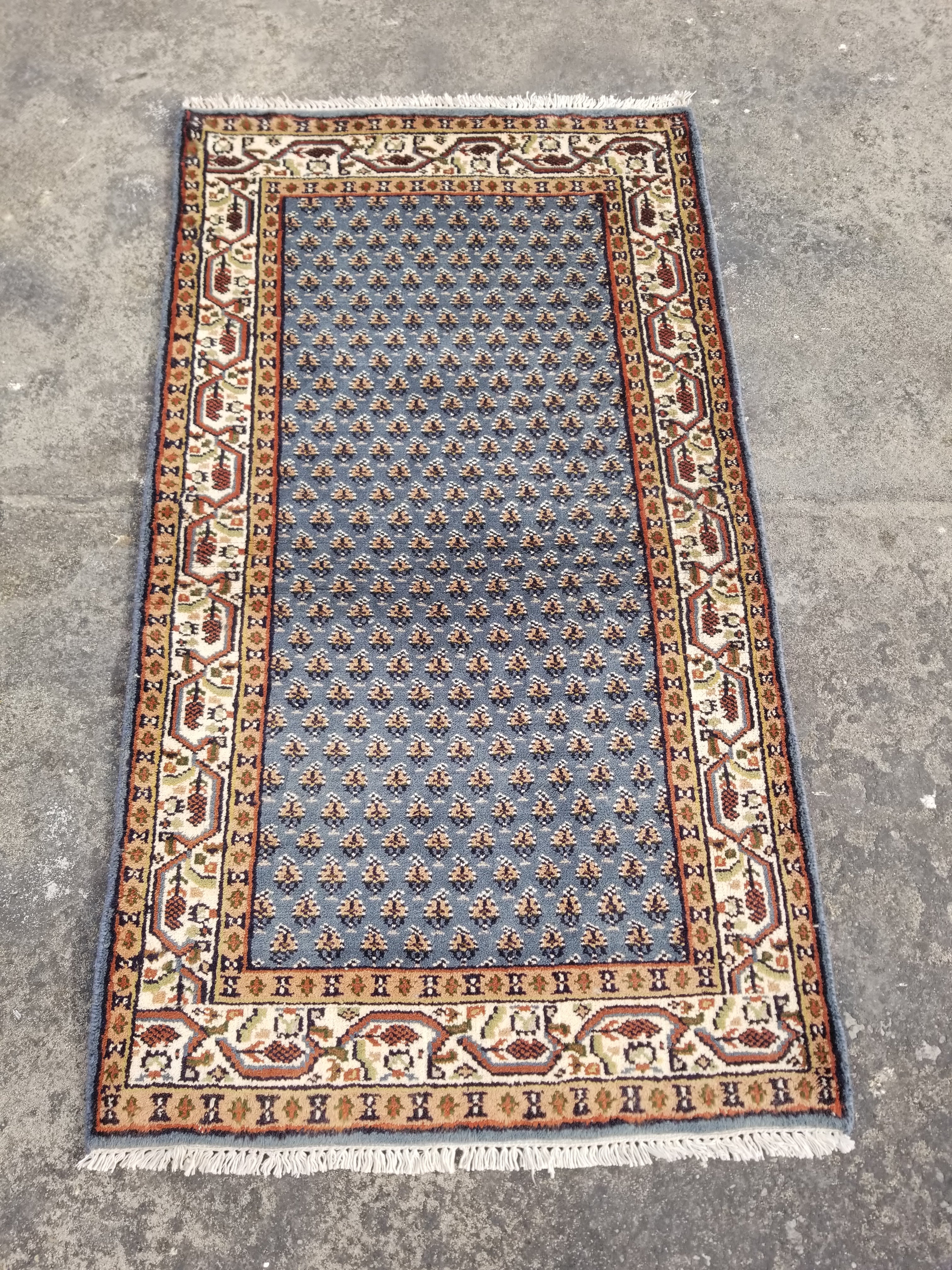 Vintage Traditional Handmade Sarouk Mir Boteh Wool Multicolor Rug 160x89cm
