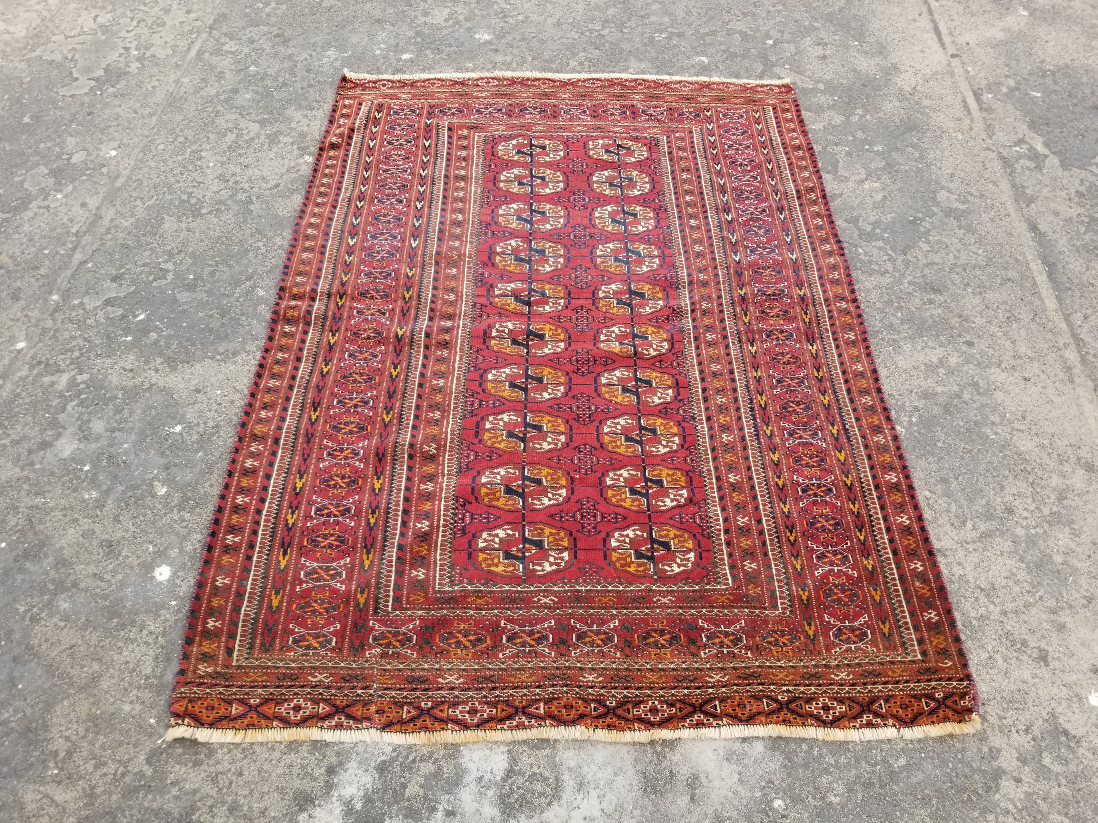 Vintage Traditional Handmade Pakistani Wool Multicolor Area Rug 124x83cm