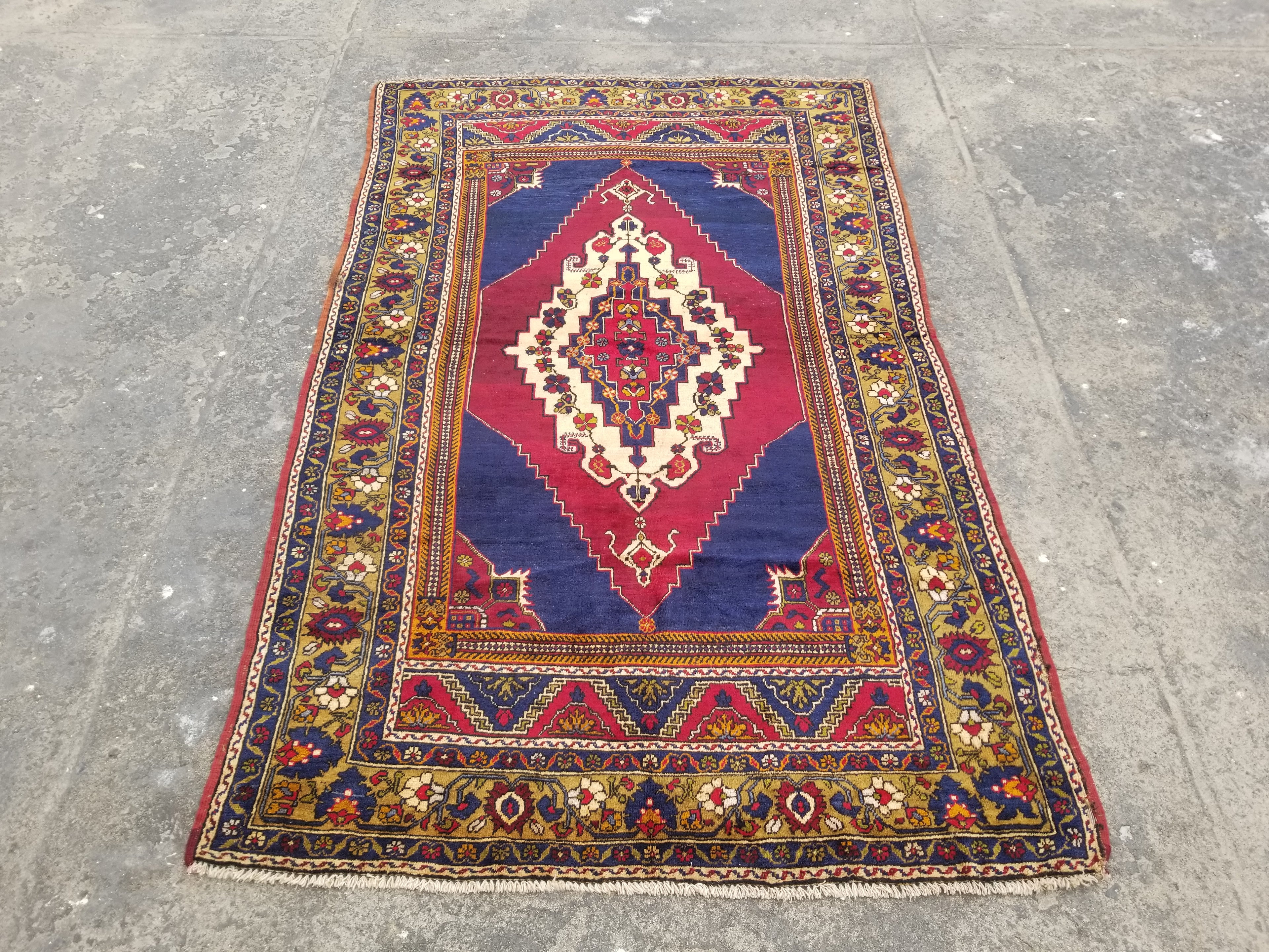 Vintage Traditional Handmade Turkish Wool Multicolor Rug 279x168cm