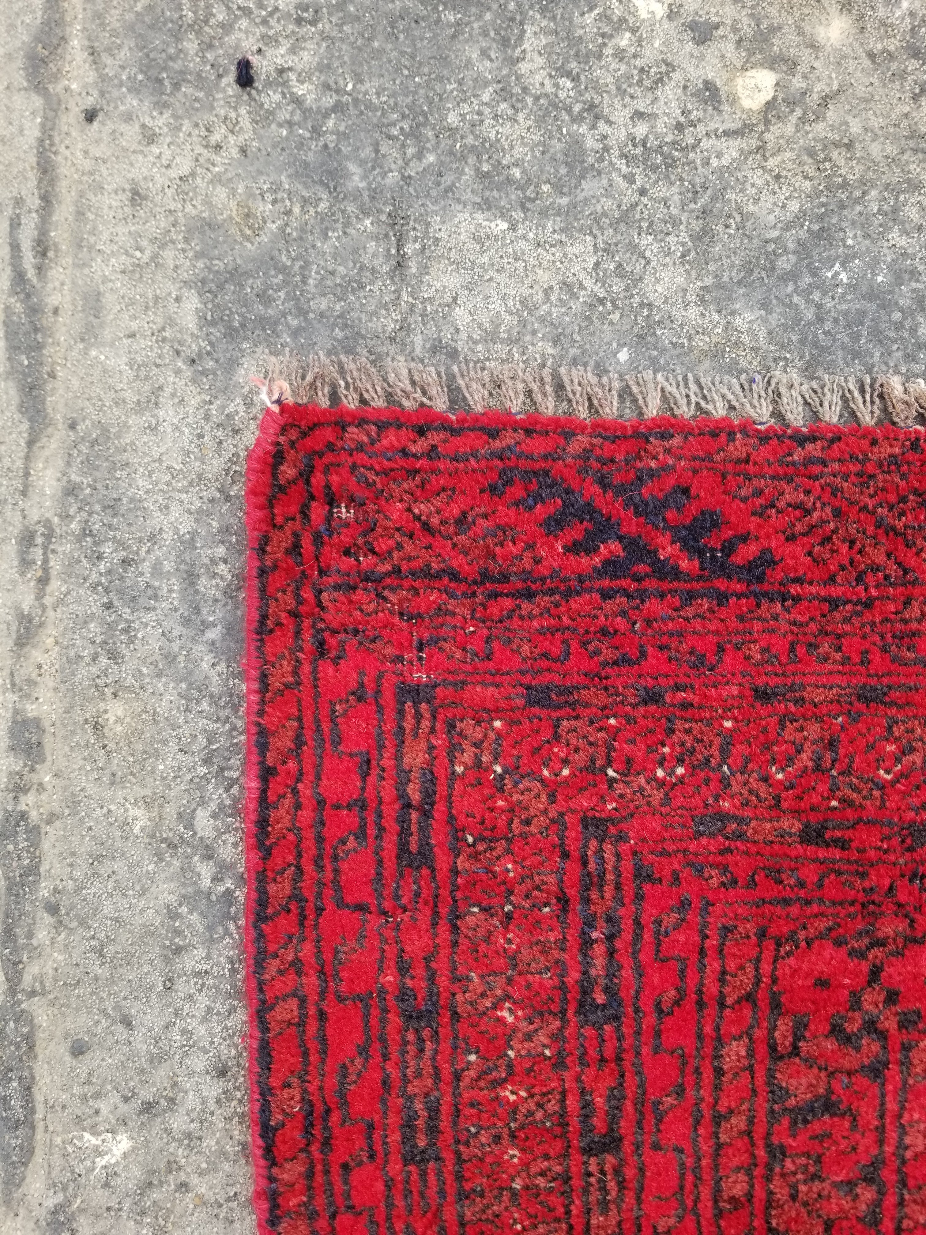 Distressed Antique Handmade Afghan Turkomen Wool Multicolor Rug 287x188cm