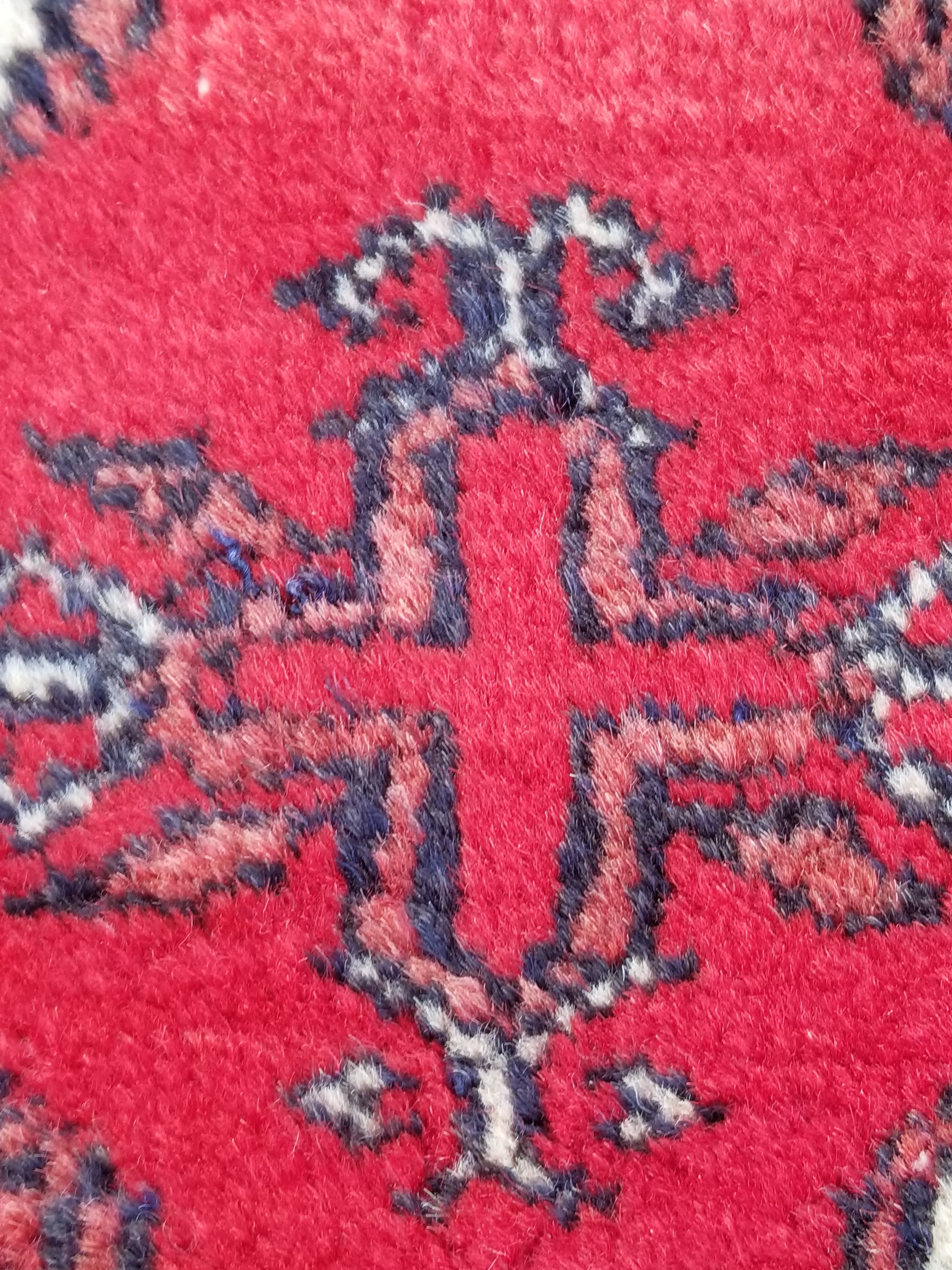 Distressed Antique Handmade Afghan Turkomen Wool Multicolor Rug 287x188cm