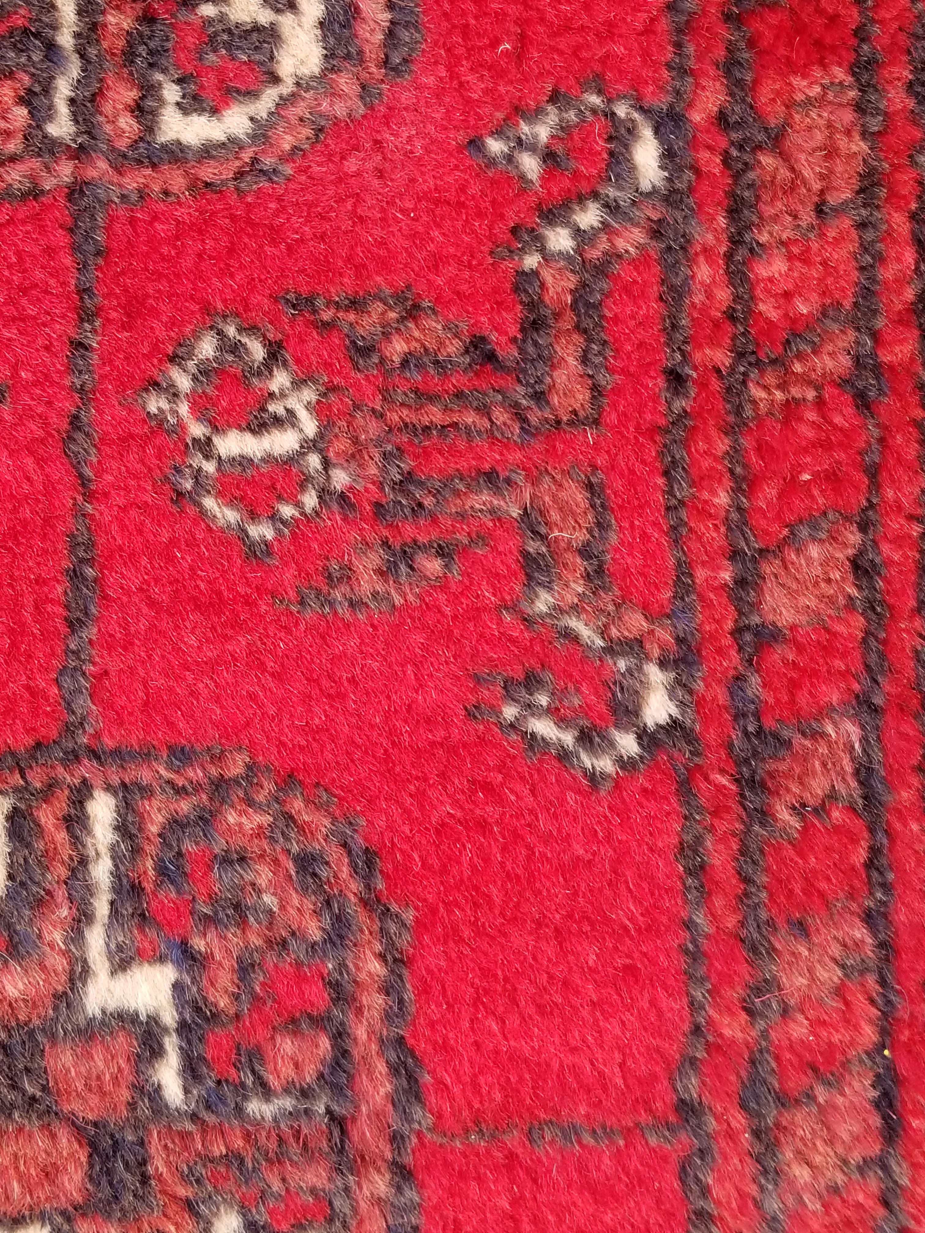 Distressed Antique Handmade Afghan Turkomen Wool Multicolor Rug 287x188cm