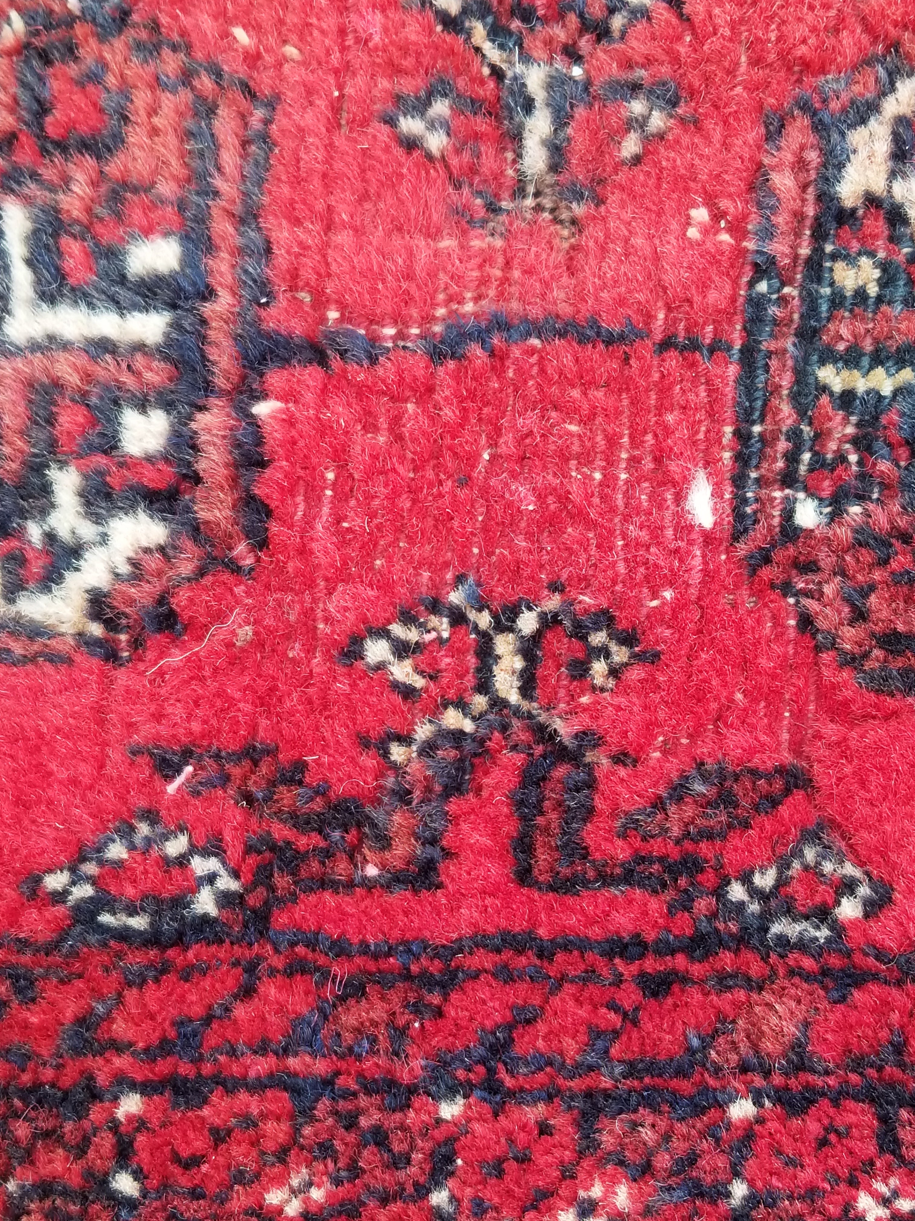 Distressed Antique Handmade Afghan Turkomen Wool Multicolor Rug 287x188cm