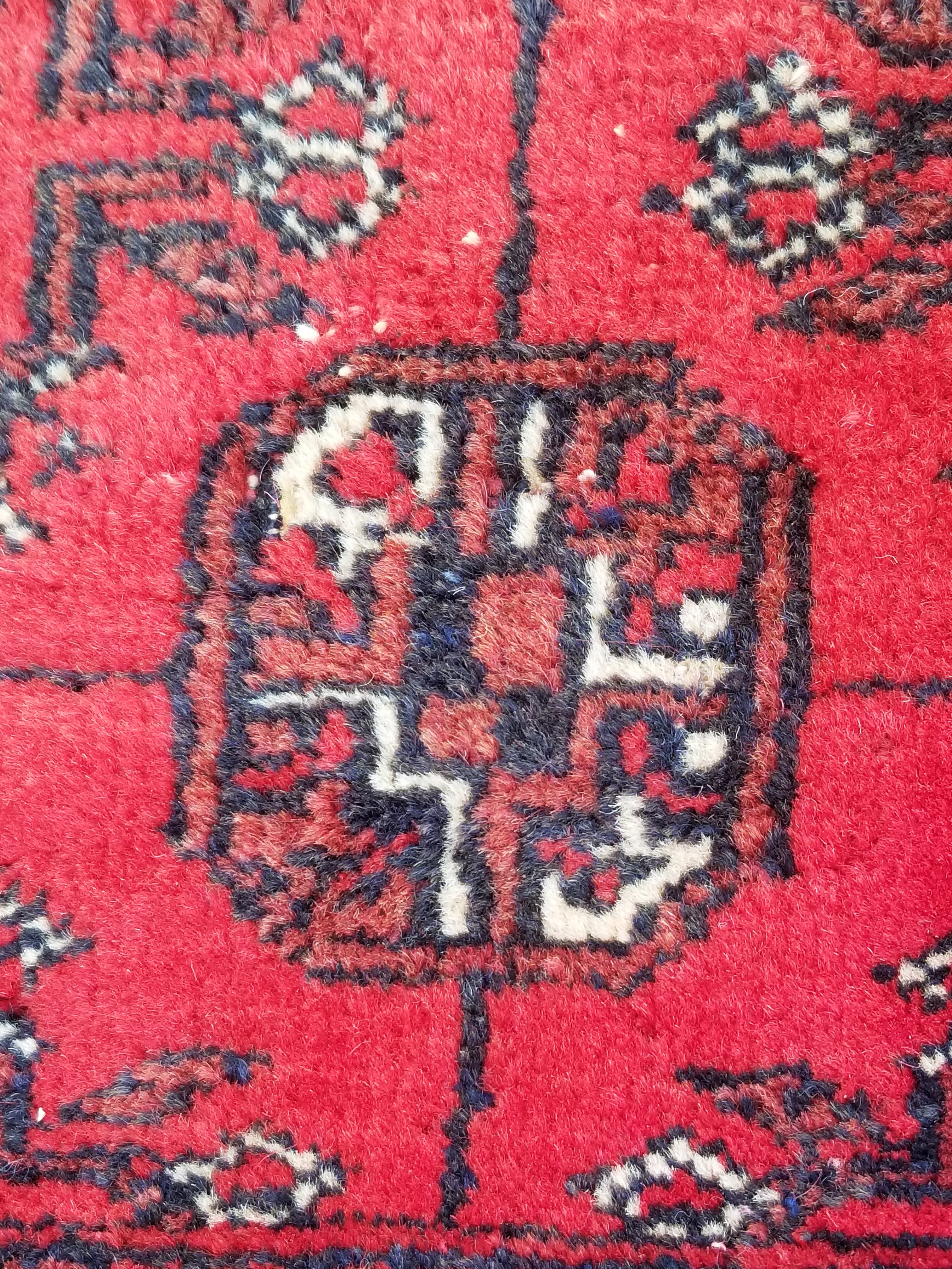 Distressed Antique Handmade Afghan Turkomen Wool Multicolor Rug 287x188cm