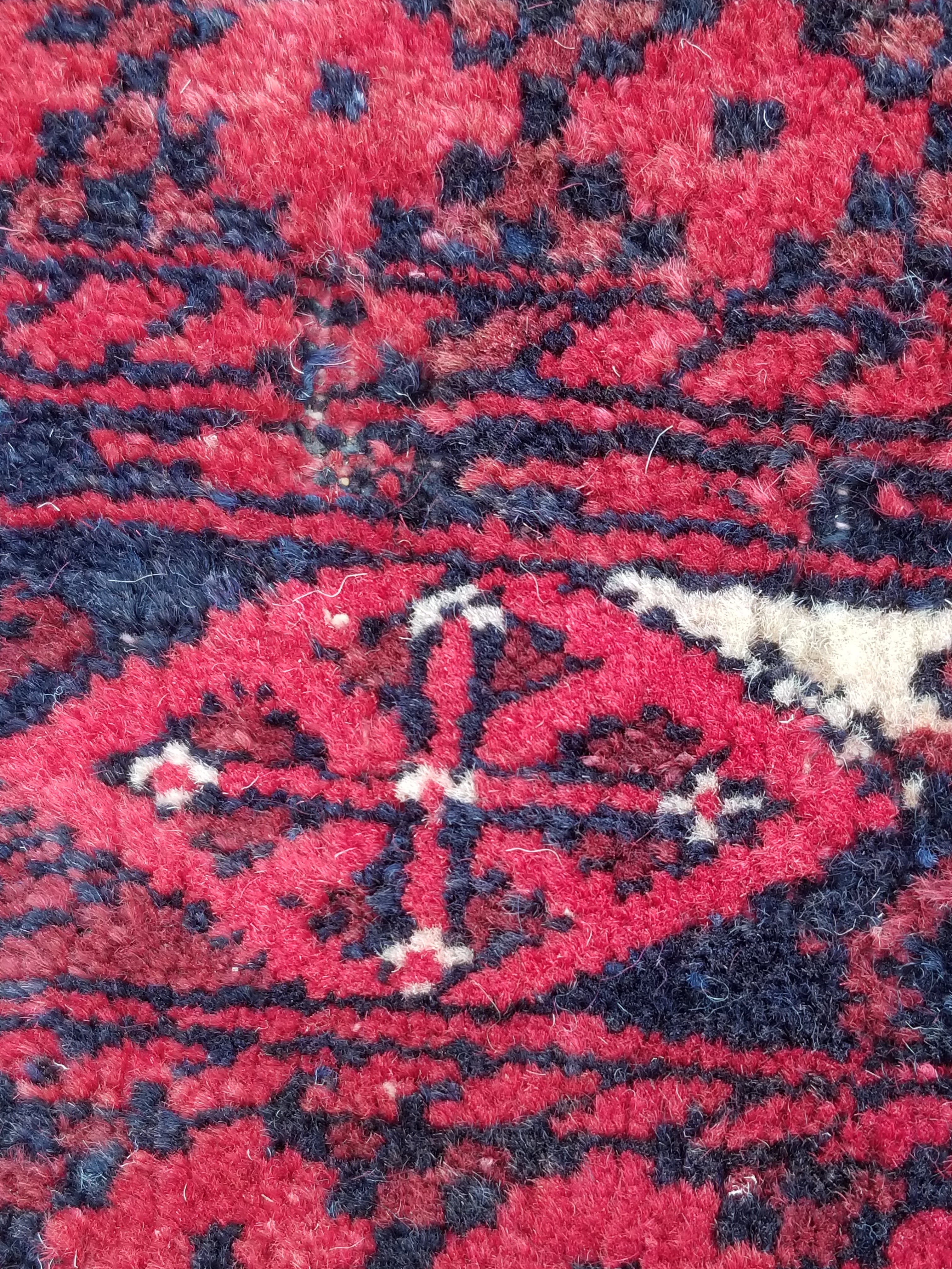 Distressed Antique Handmade Afghan Turkomen Wool Multicolor Rug 287x188cm