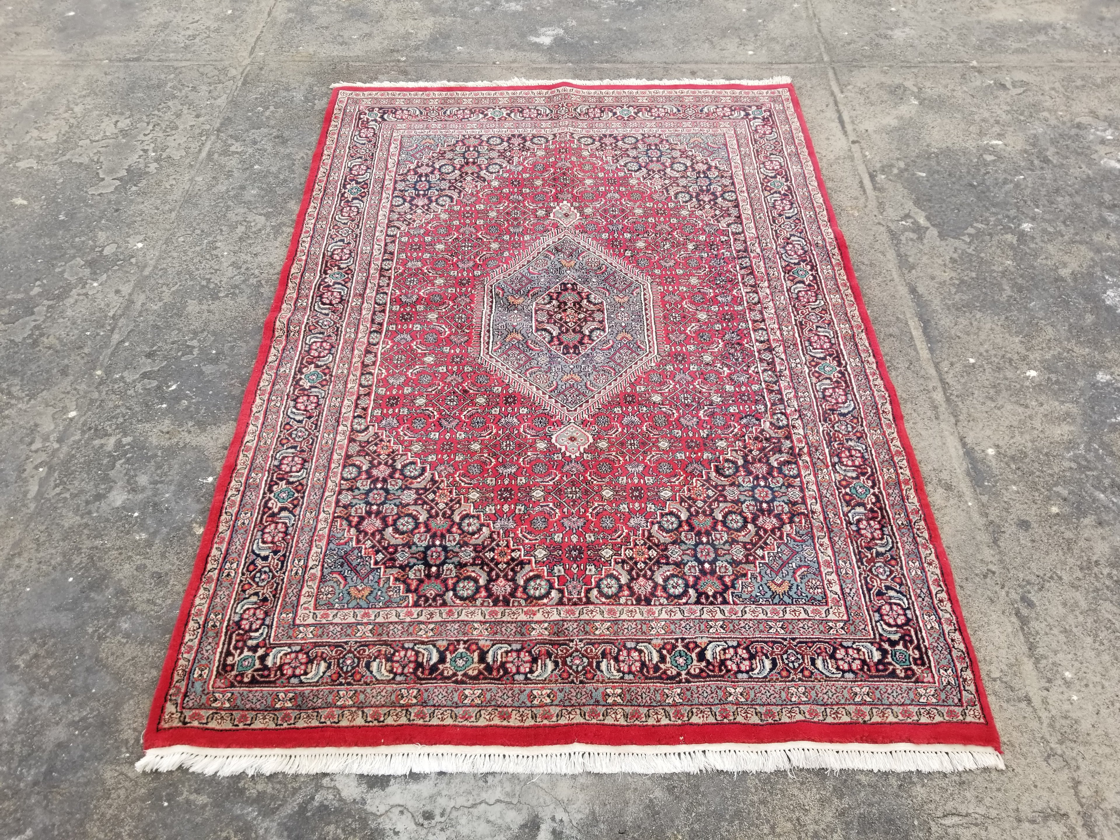 Vintage Traditional Handmade Bidjar Wool Multicolor Rug 231x162cm
