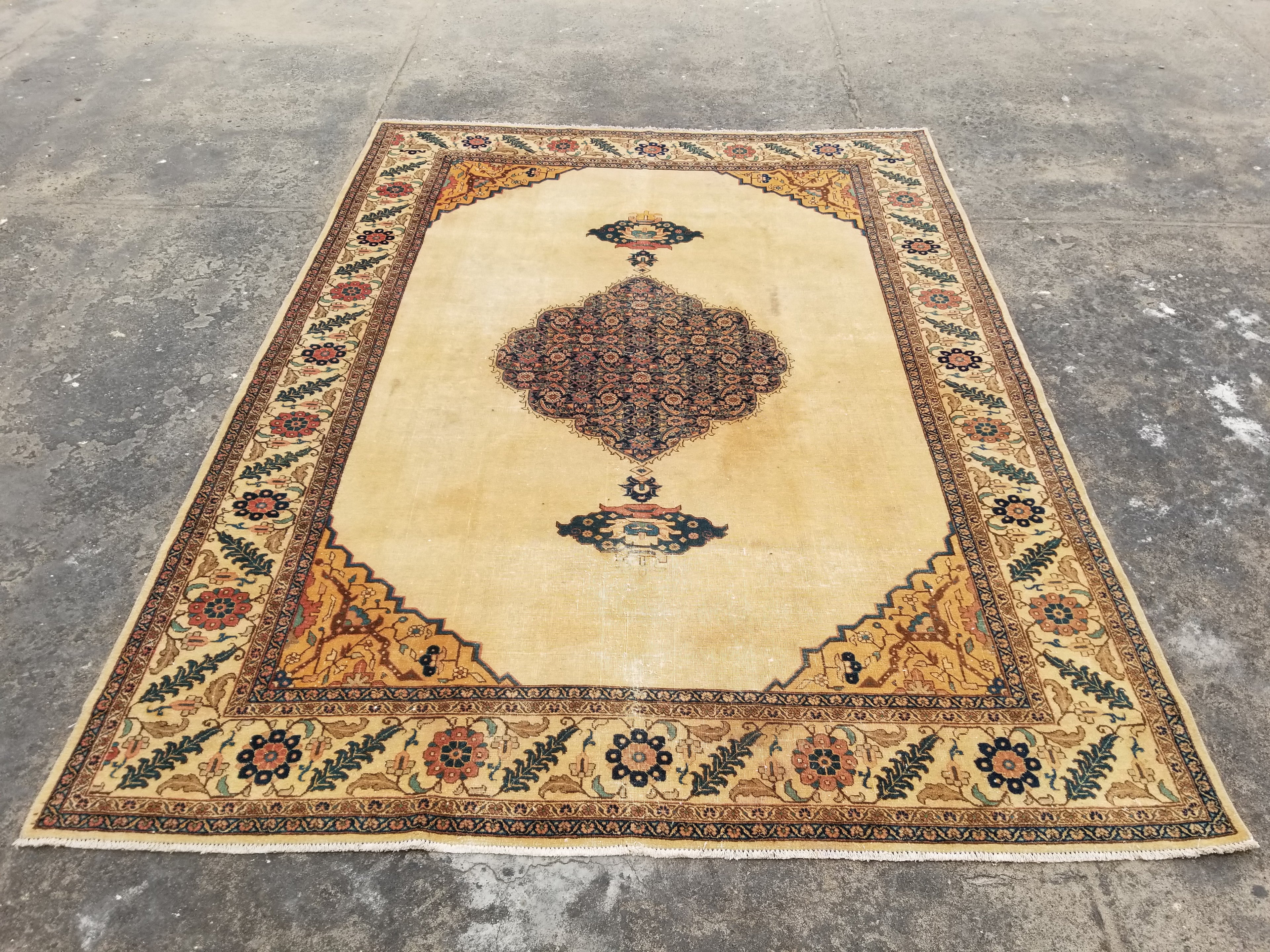 Distressed Antique Traditional Handmade Indian Agra Wool Multicolor Rug 330x246