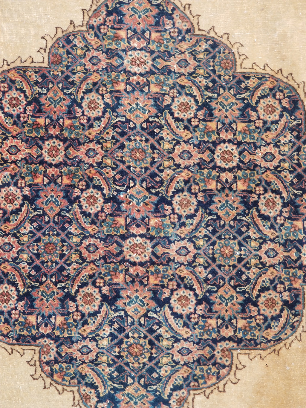 Distressed Antique Traditional Handmade Indian Agra Wool Multicolor Rug 330x246