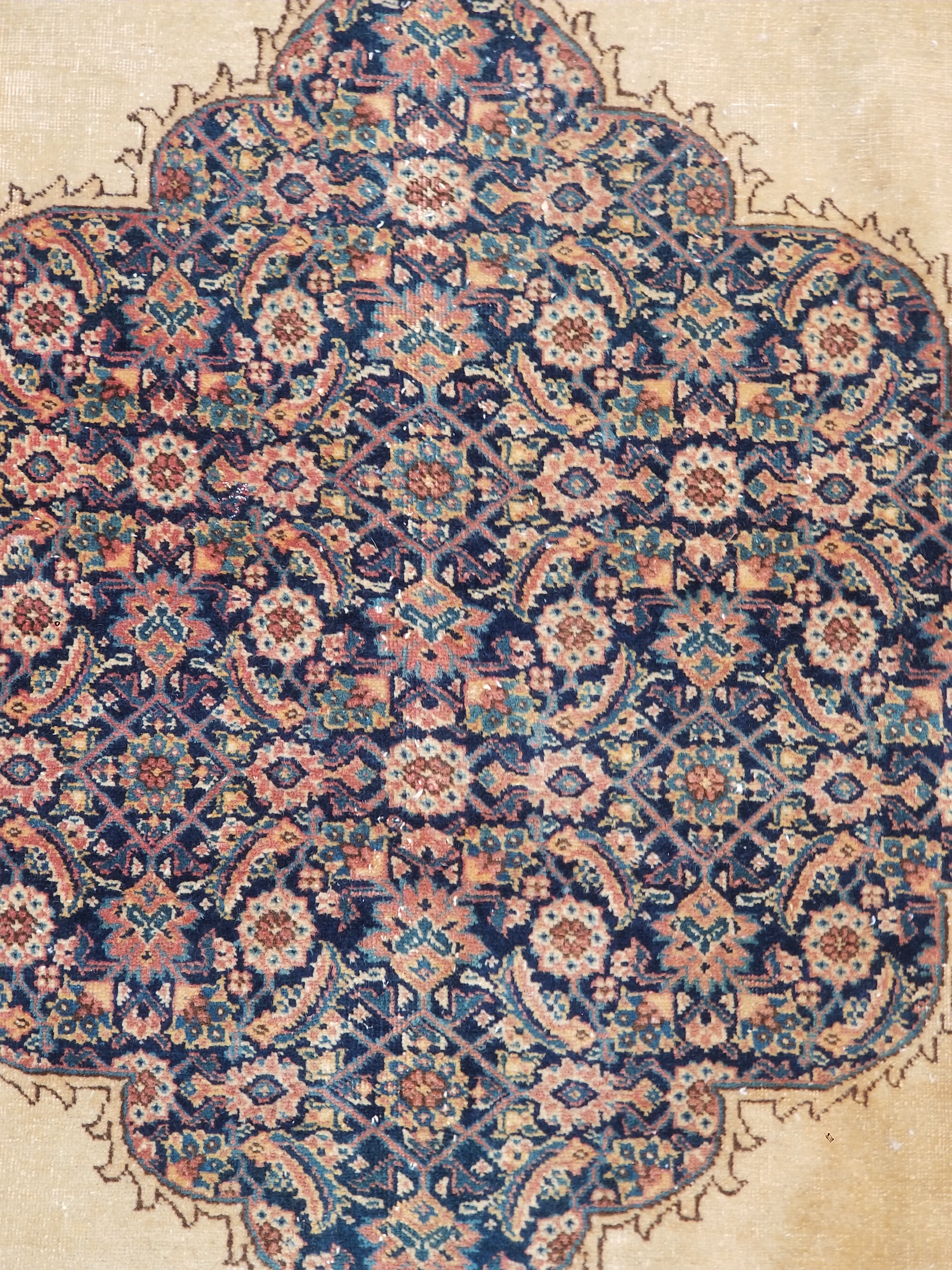 Distressed Antique Traditional Handmade Indian Agra Wool Multicolor Rug 330x246