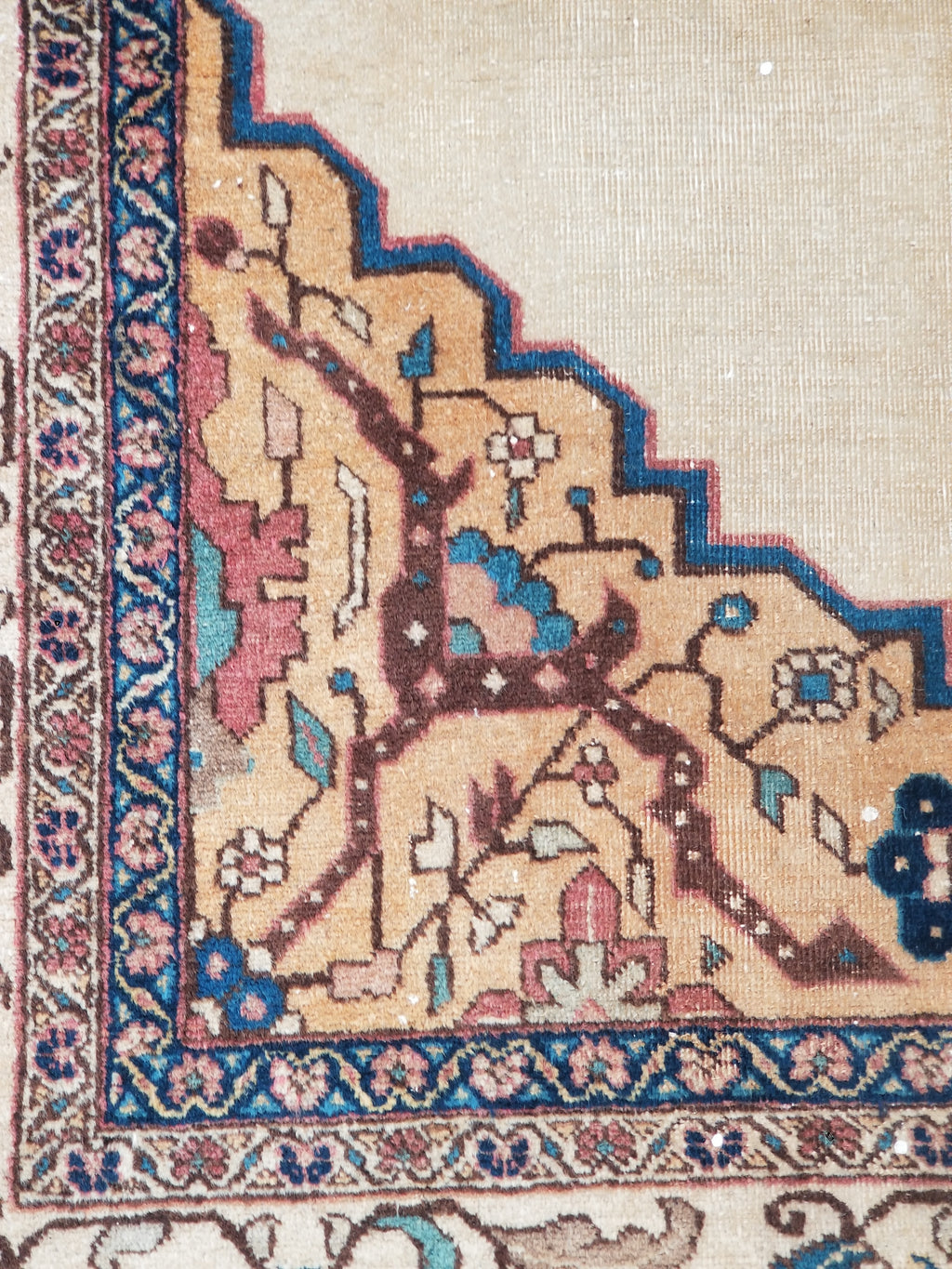 Distressed Antique Traditional Handmade Indian Agra Wool Multicolor Rug 330x246