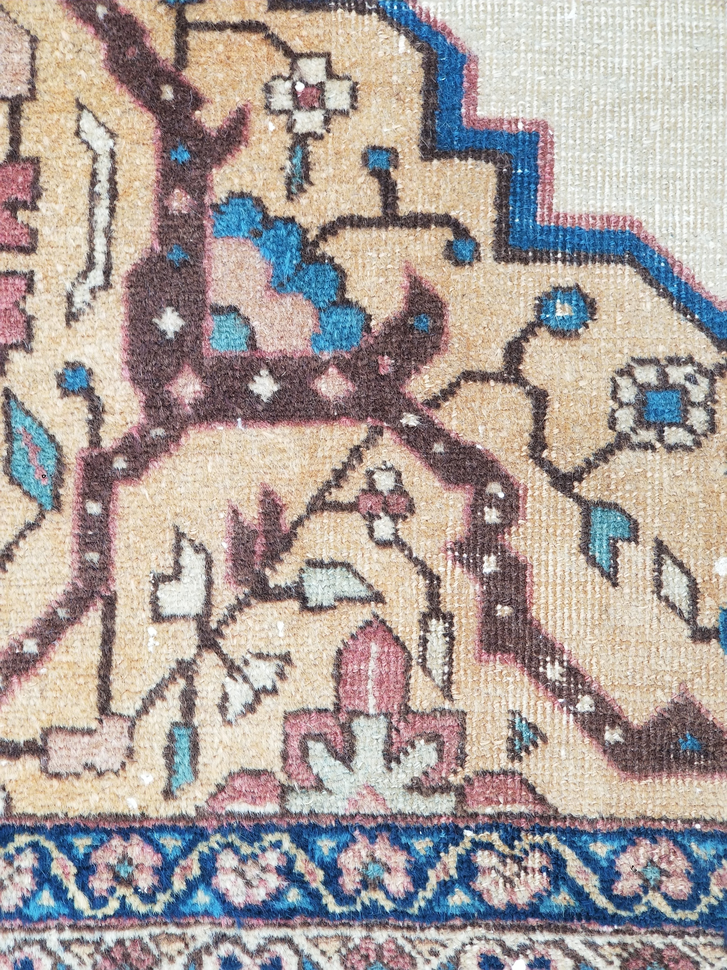 Distressed Antique Traditional Handmade Indian Agra Wool Multicolor Rug 330x246