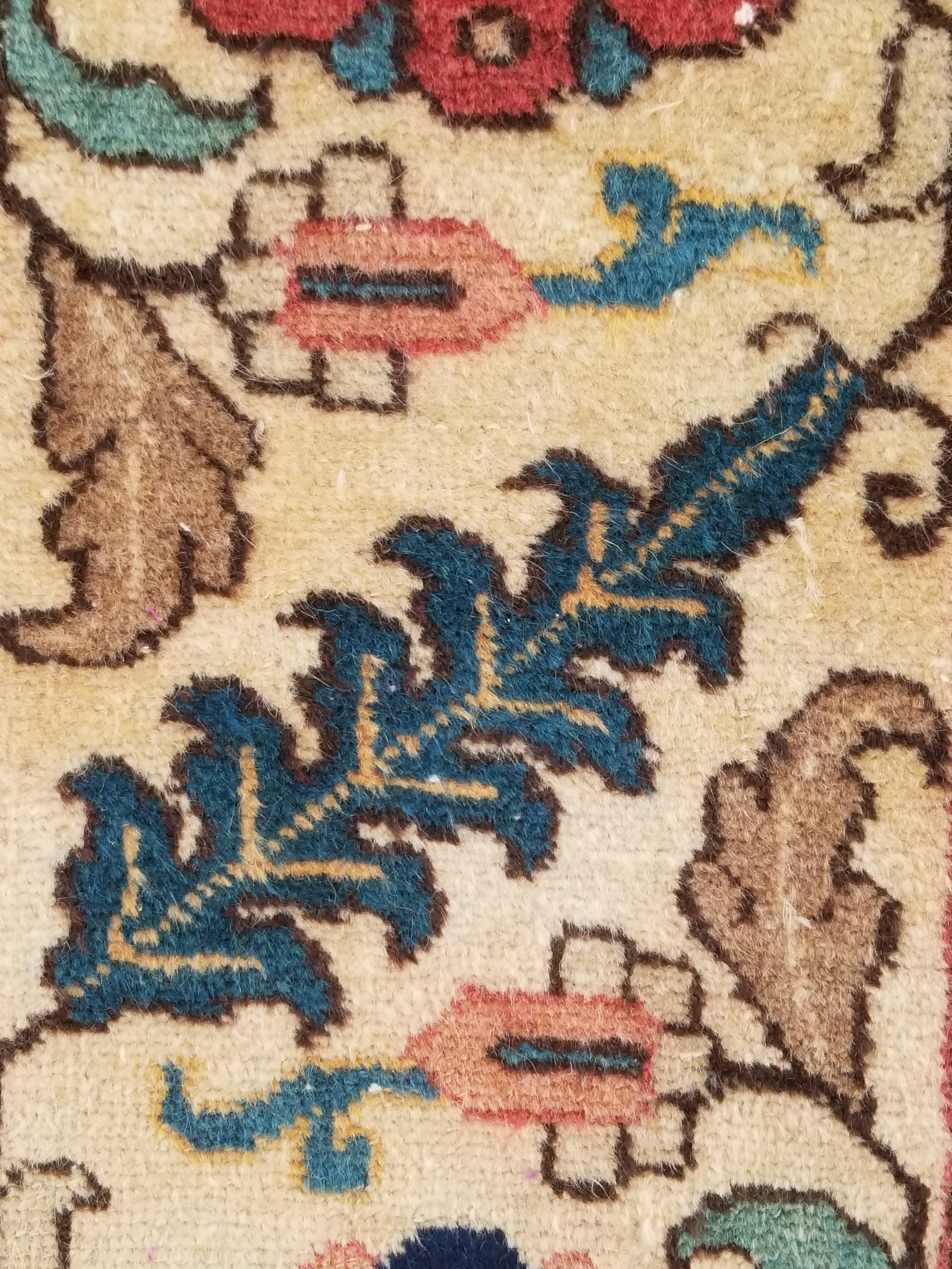 Distressed Antique Traditional Handmade Indian Agra Wool Multicolor Rug 330x246