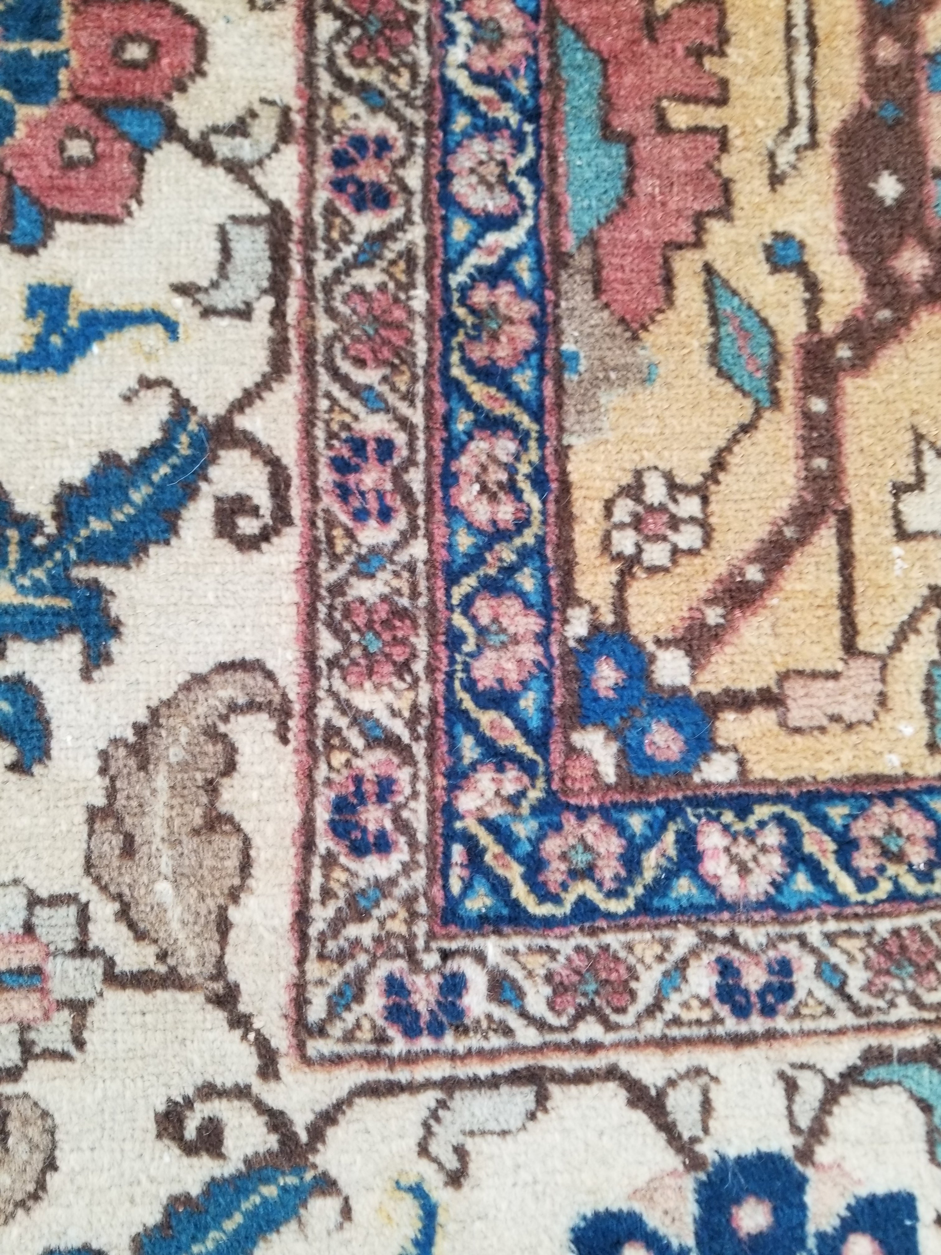 Distressed Antique Traditional Handmade Indian Agra Wool Multicolor Rug 330x246
