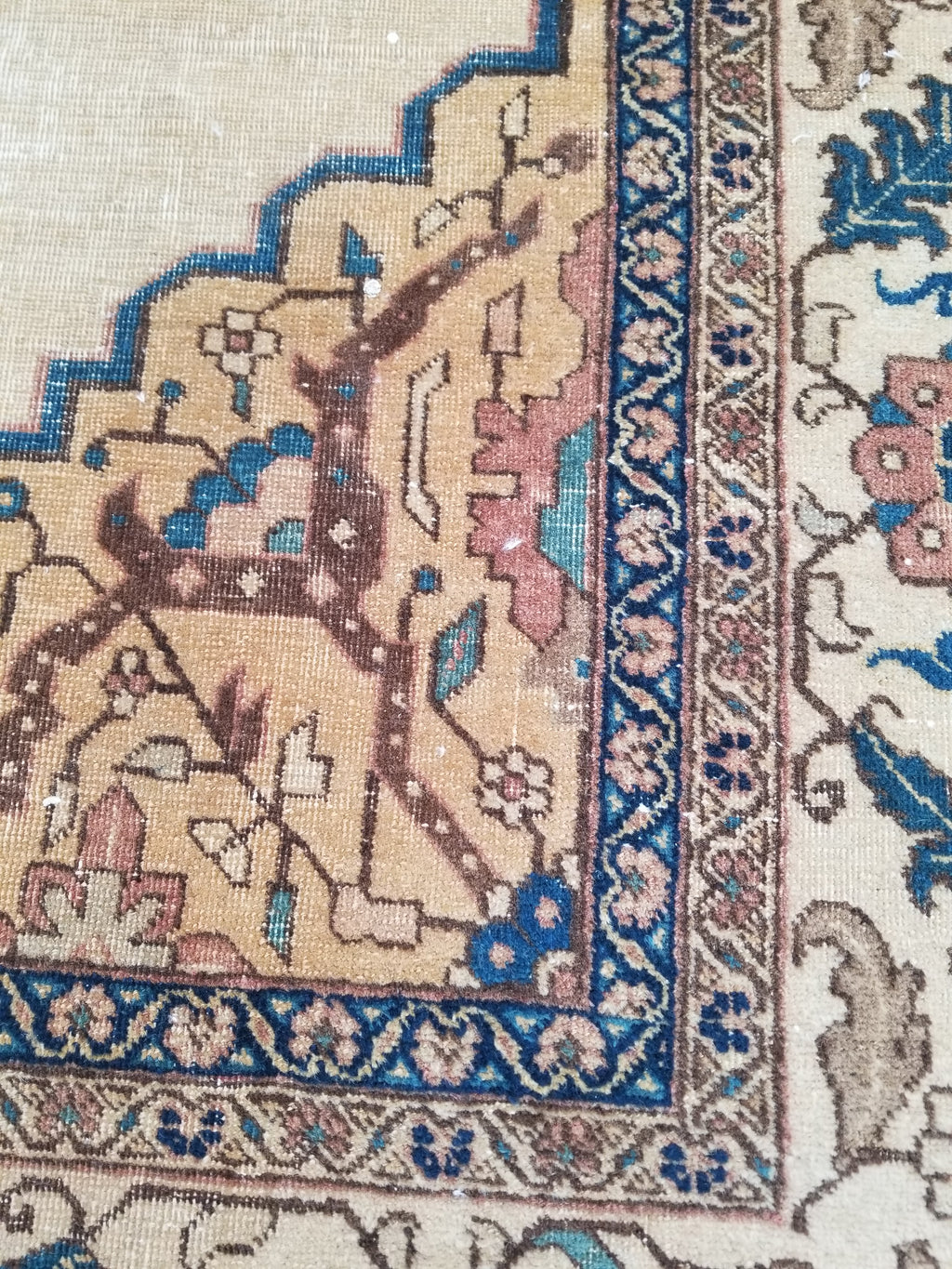 Distressed Antique Traditional Handmade Indian Agra Wool Multicolor Rug 330x246