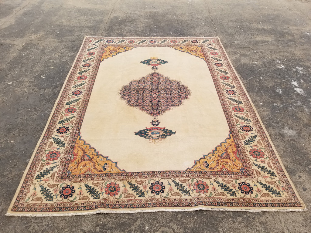 Distressed Antique Traditional Handmade Indian Agra Wool Multicolor Rug 330x246