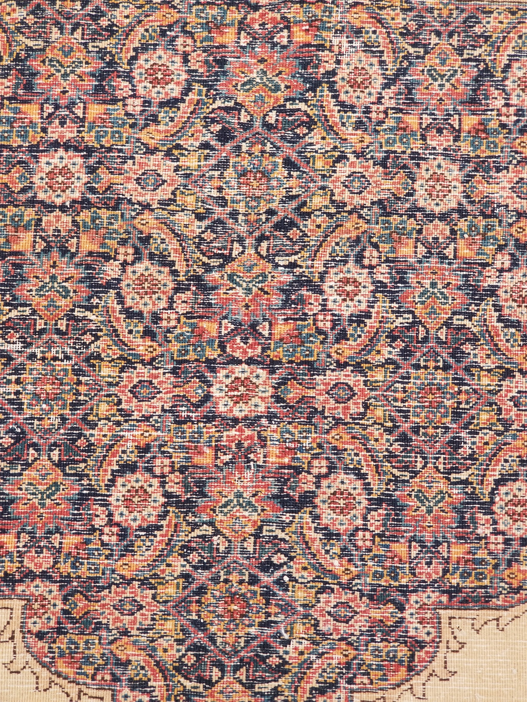 Distressed Antique Traditional Handmade Indian Agra Wool Multicolor Rug 330x246