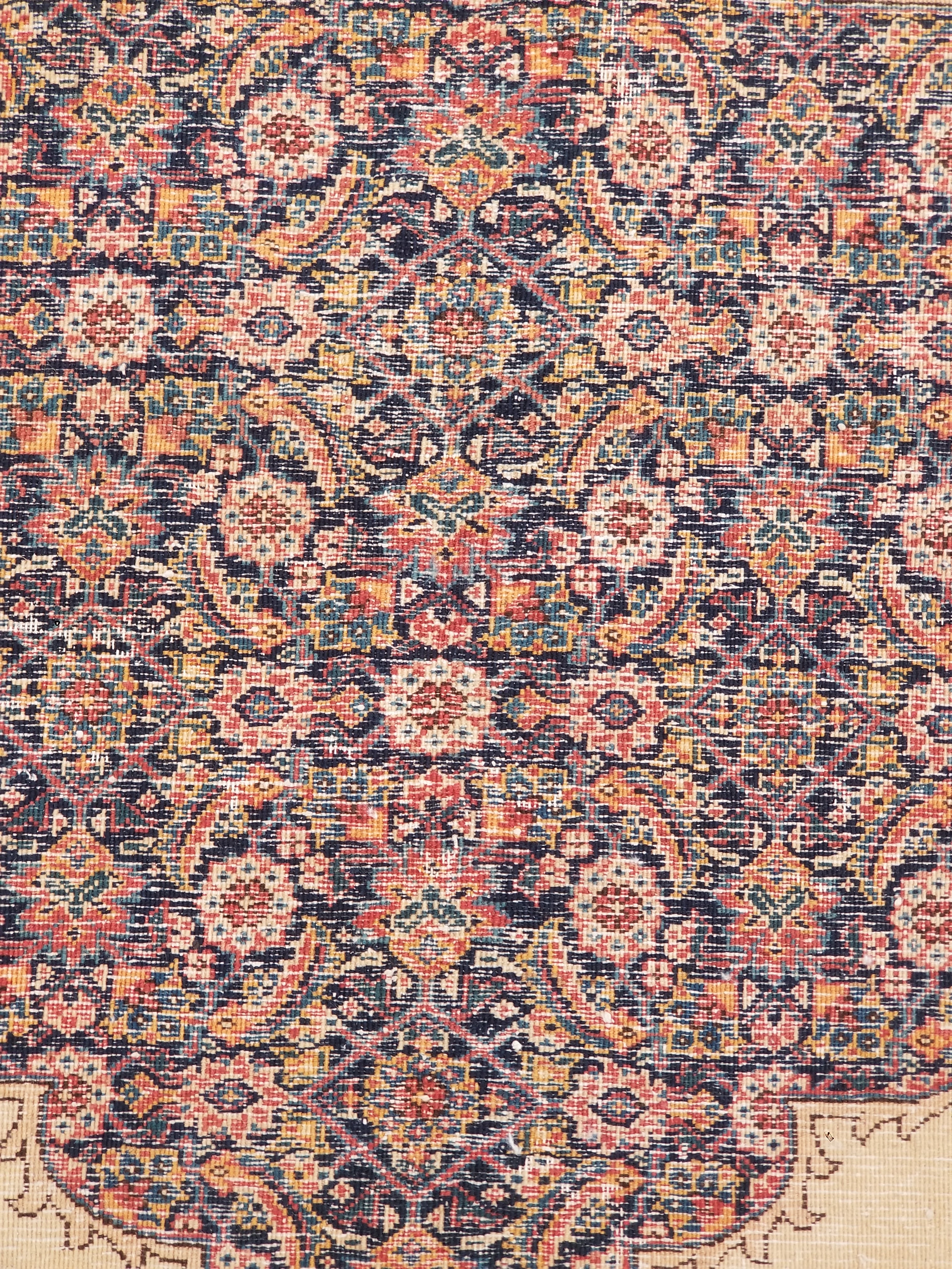 Distressed Antique Traditional Handmade Indian Agra Wool Multicolor Rug 330x246
