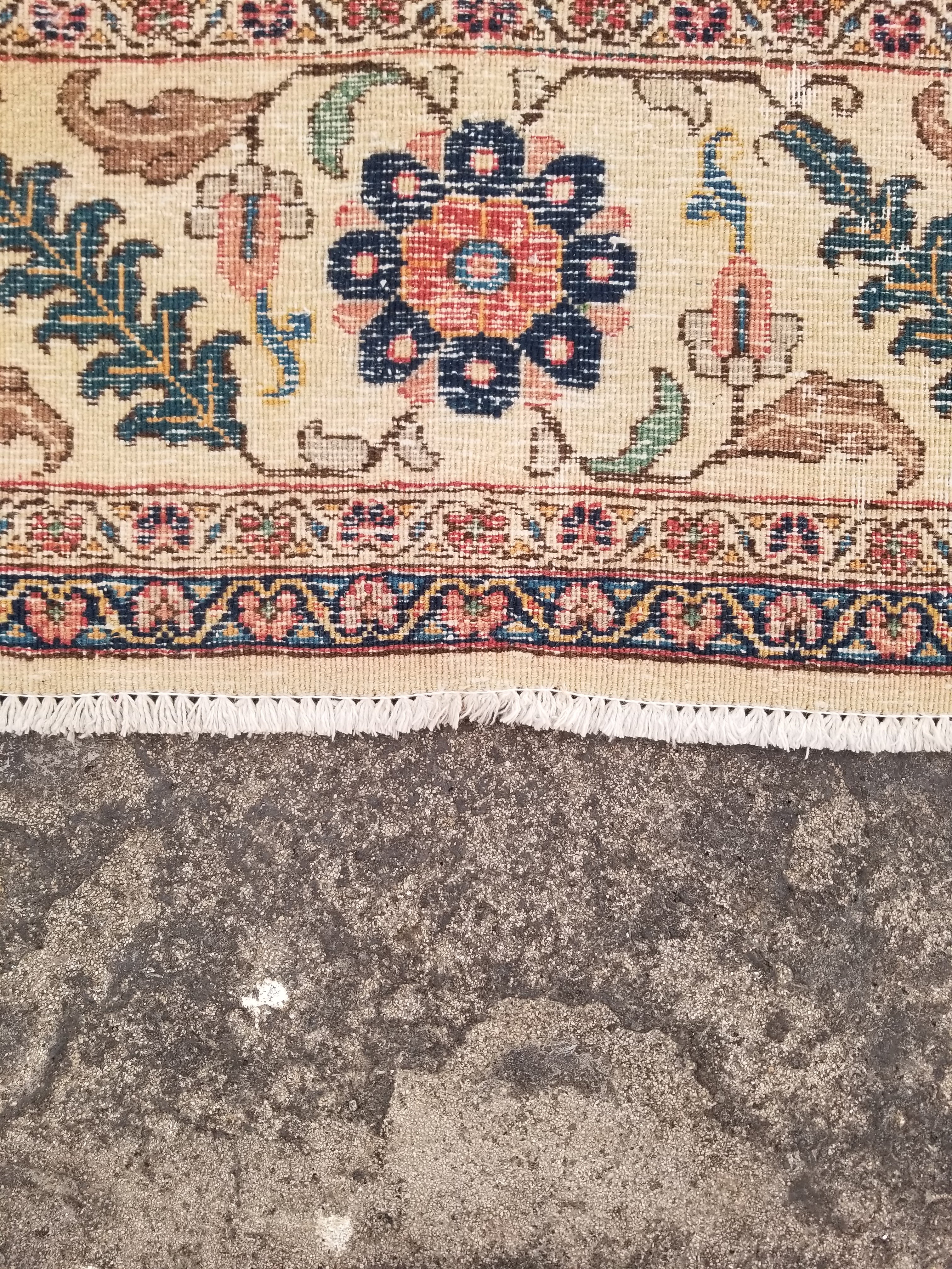 Distressed Antique Traditional Handmade Indian Agra Wool Multicolor Rug 330x246