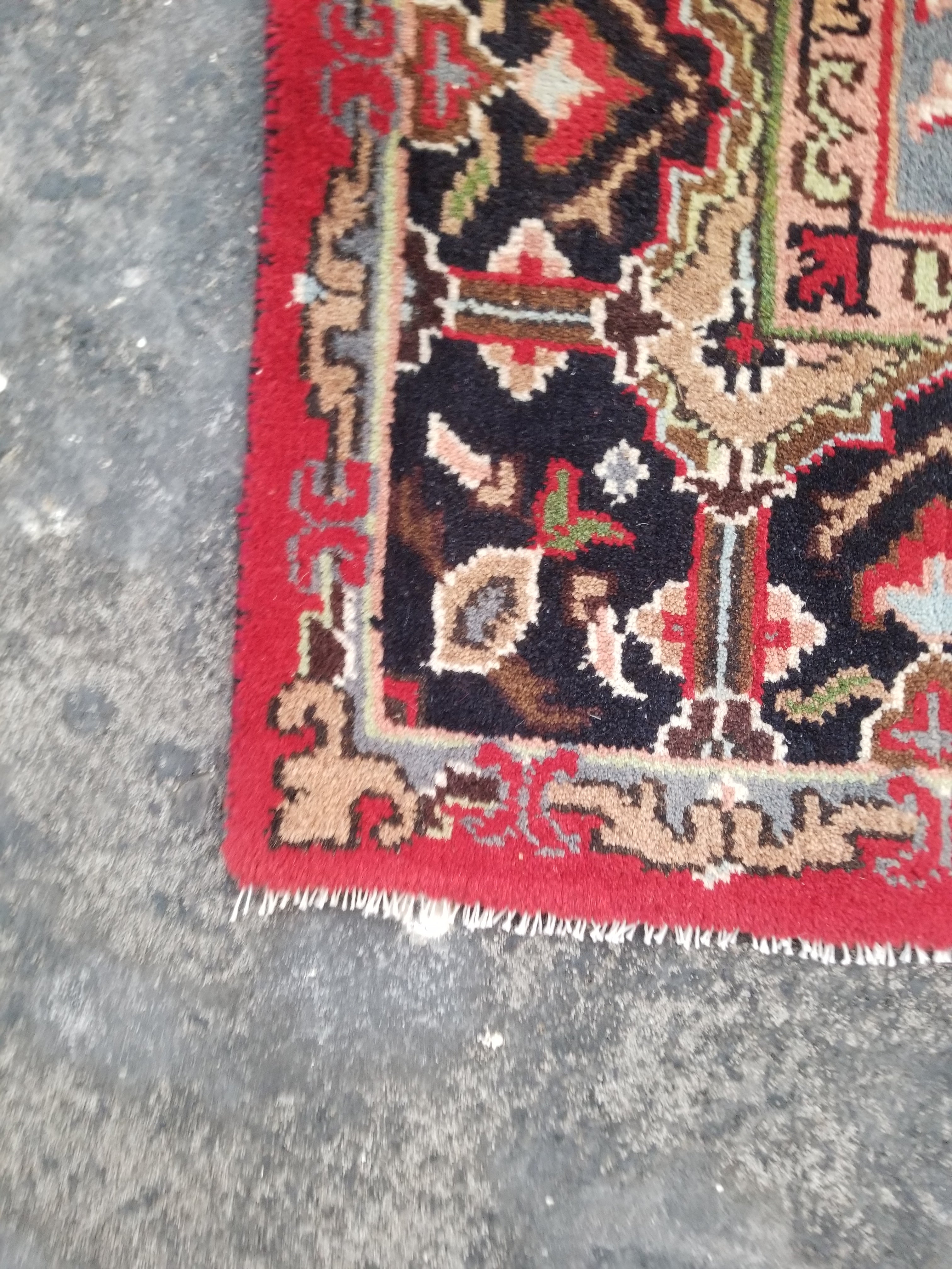 Vintage Traditional Handmade Oriental Wool Multicolor Rug 241x168cm
