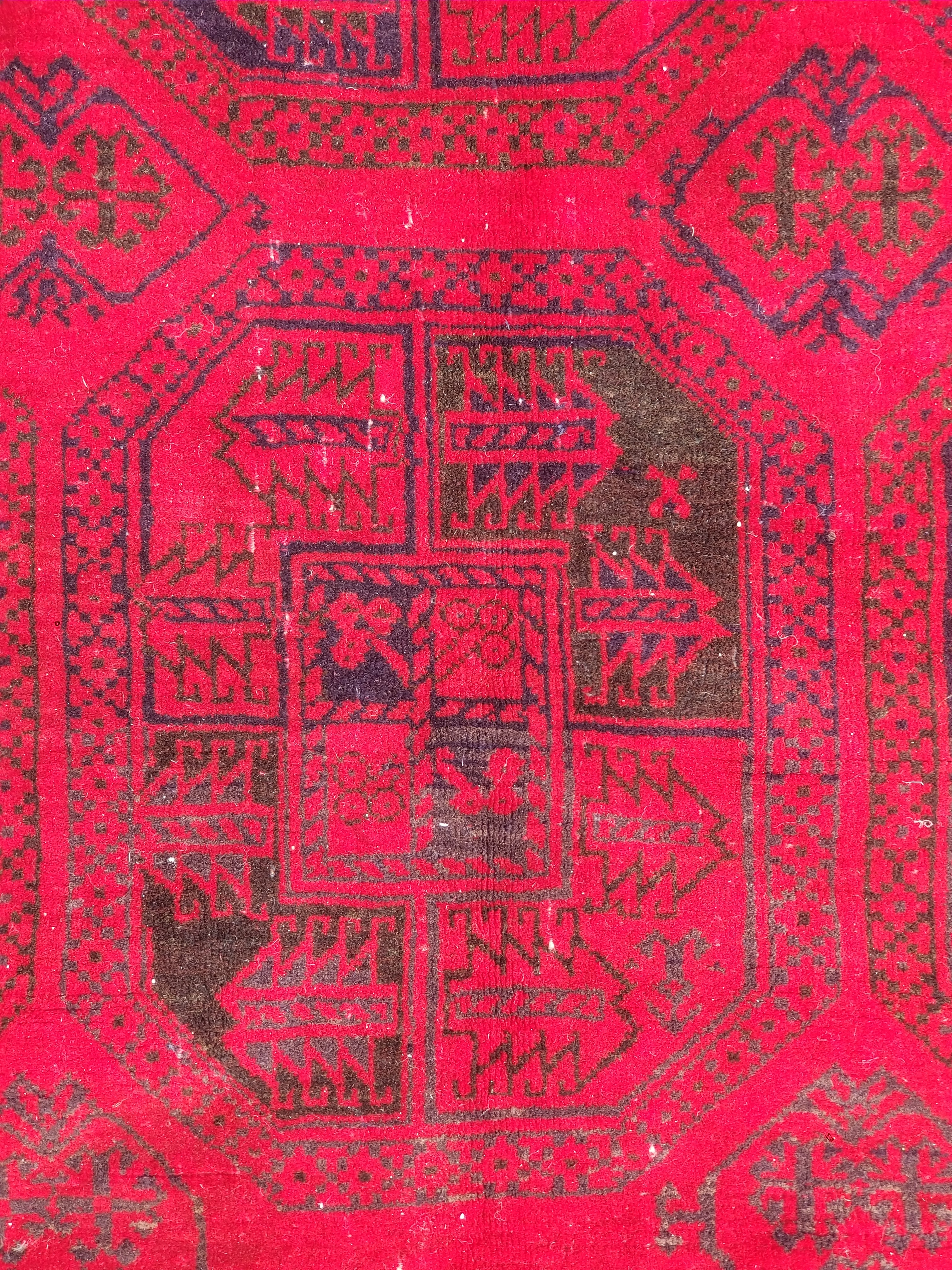 Vintage Traditional Handmade Afghan Wool Multicolor Rug 231x162cm