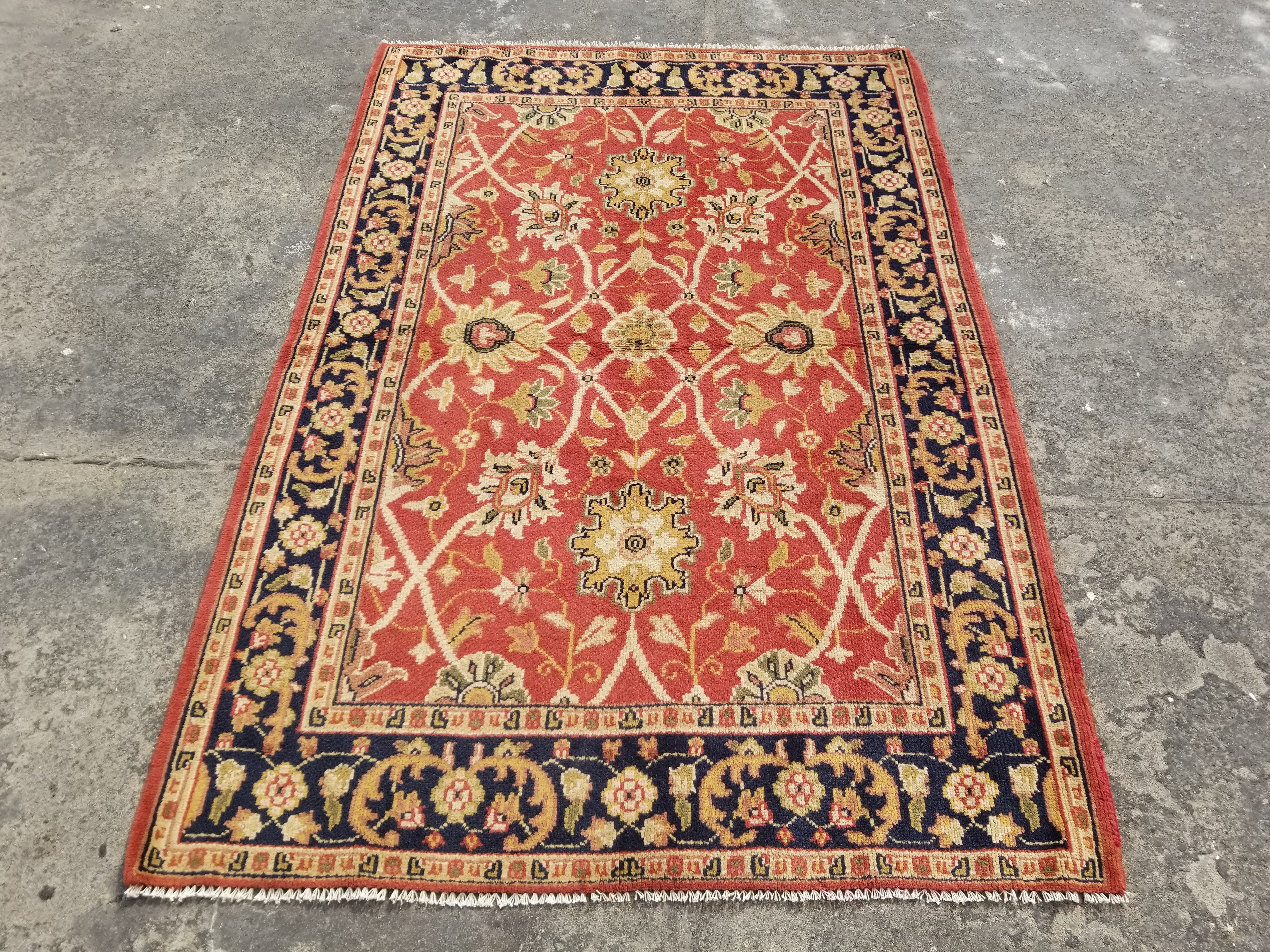 Vintage Traditional Handmade Oriental Wool Multicolor Rug 183x122cm