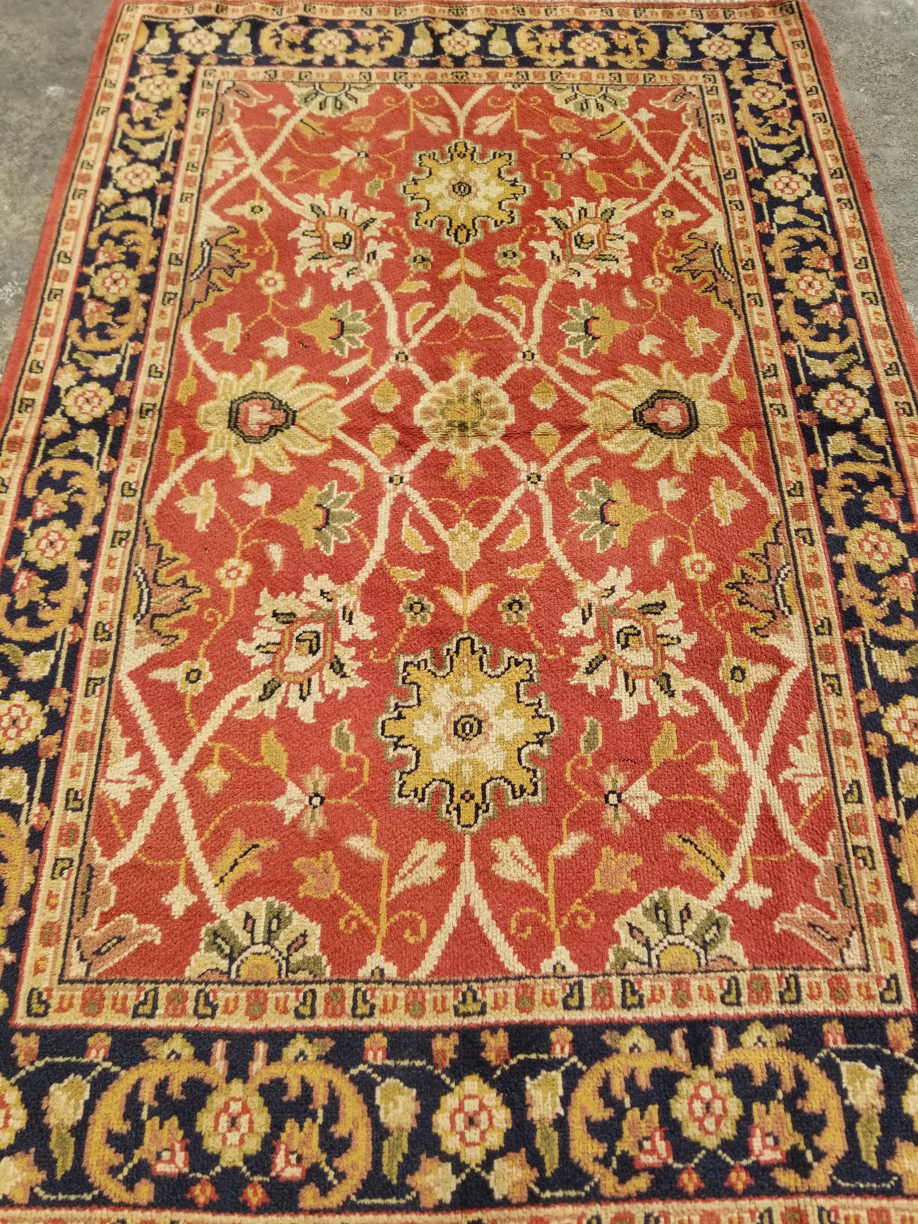 Vintage Traditional Handmade Oriental Wool Multicolor Rug 183x122cm