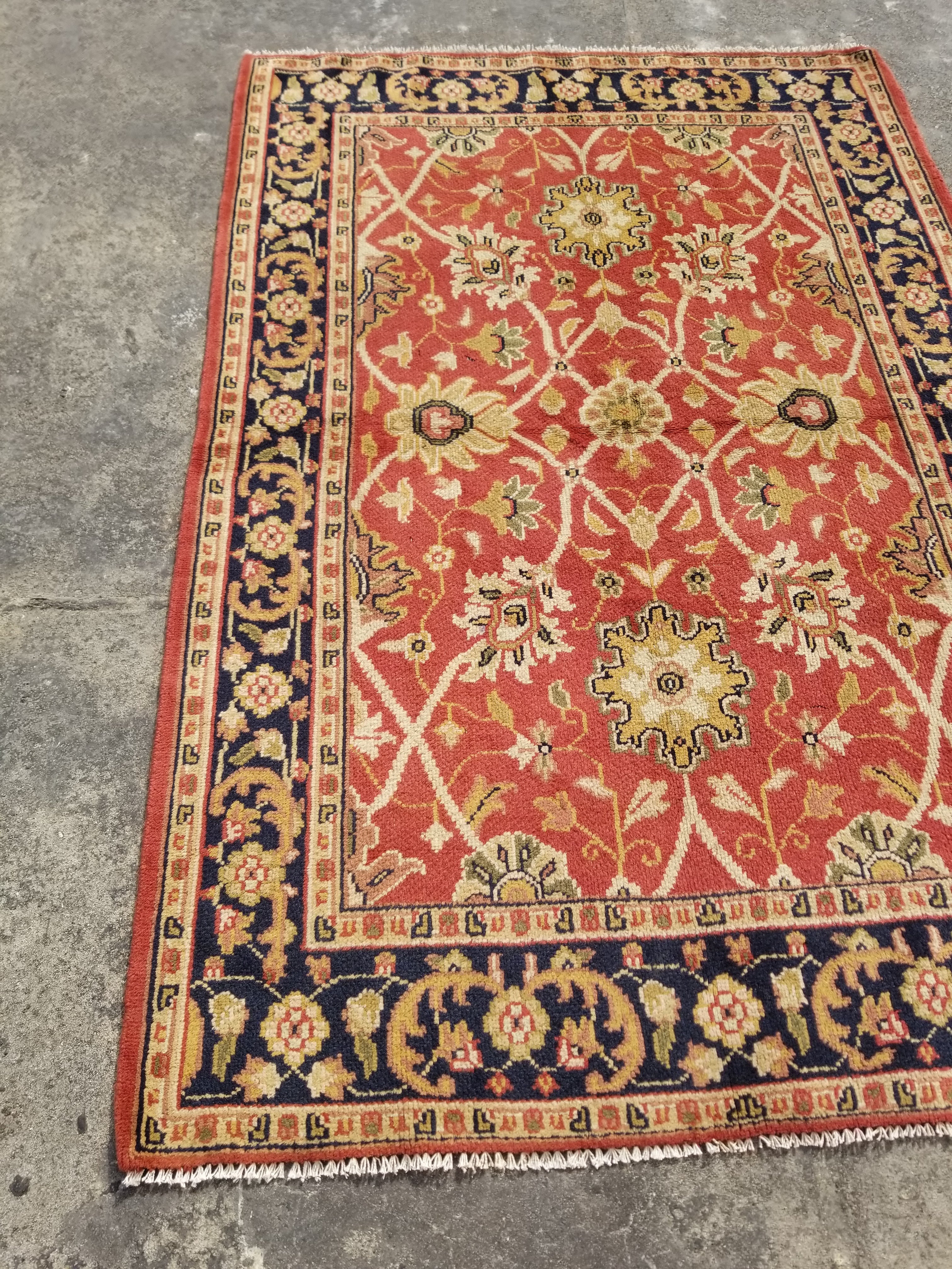 Vintage Traditional Handmade Oriental Wool Multicolor Rug 183x122cm