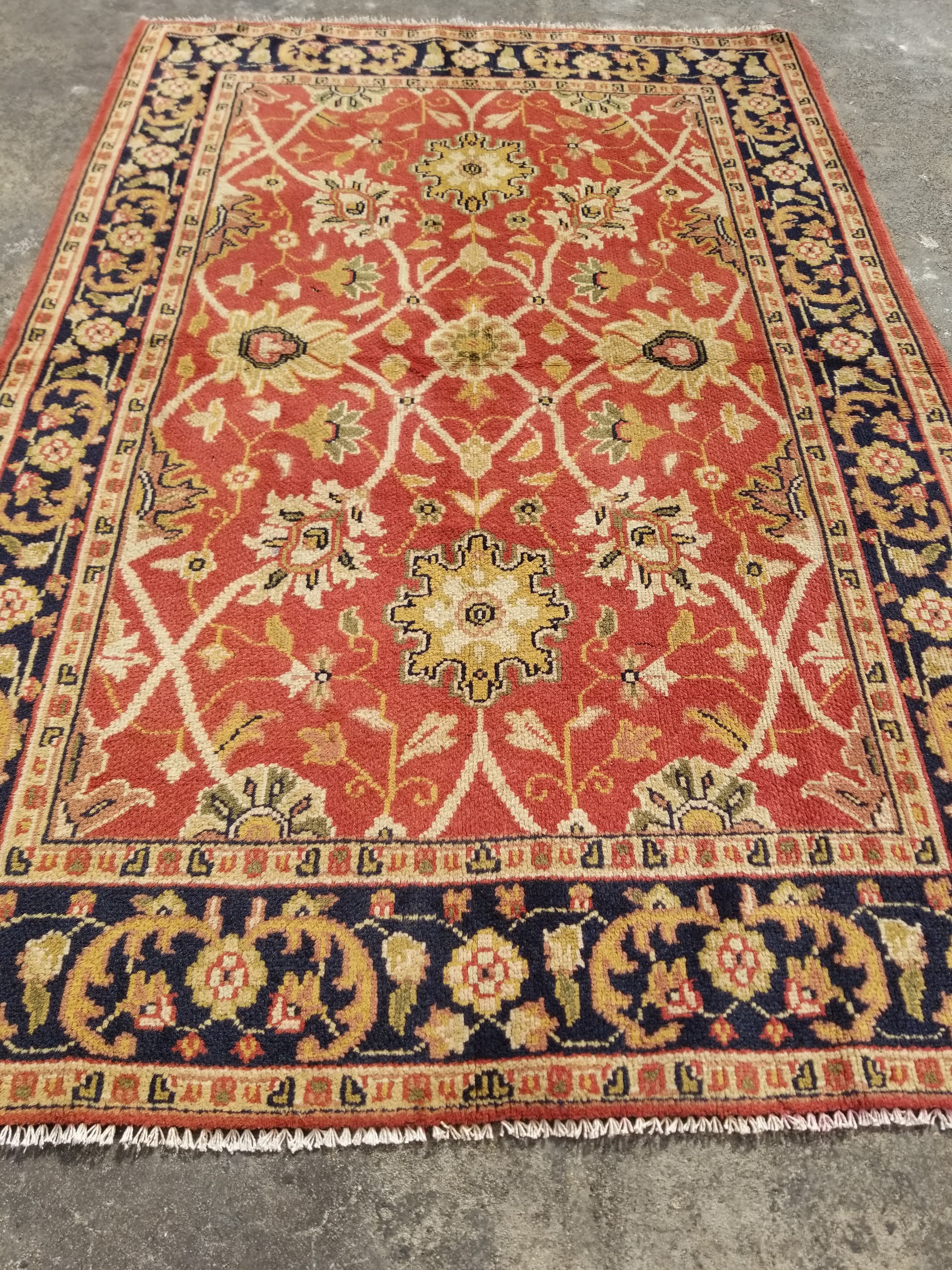 Vintage Traditional Handmade Oriental Wool Multicolor Rug 183x122cm