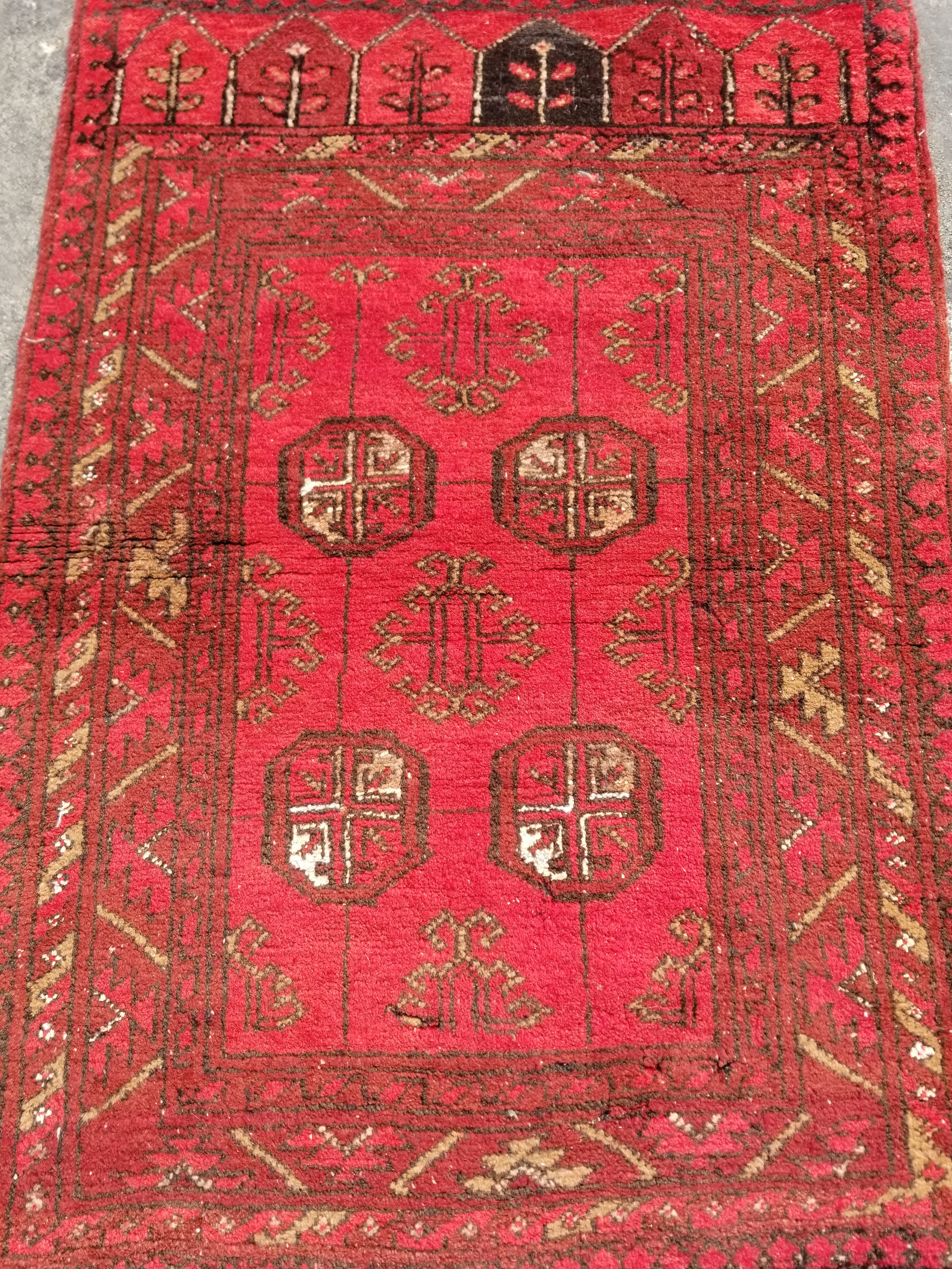 Vintage Traditional Handmade Afghan Wool Multicolor Rug 104x74cm