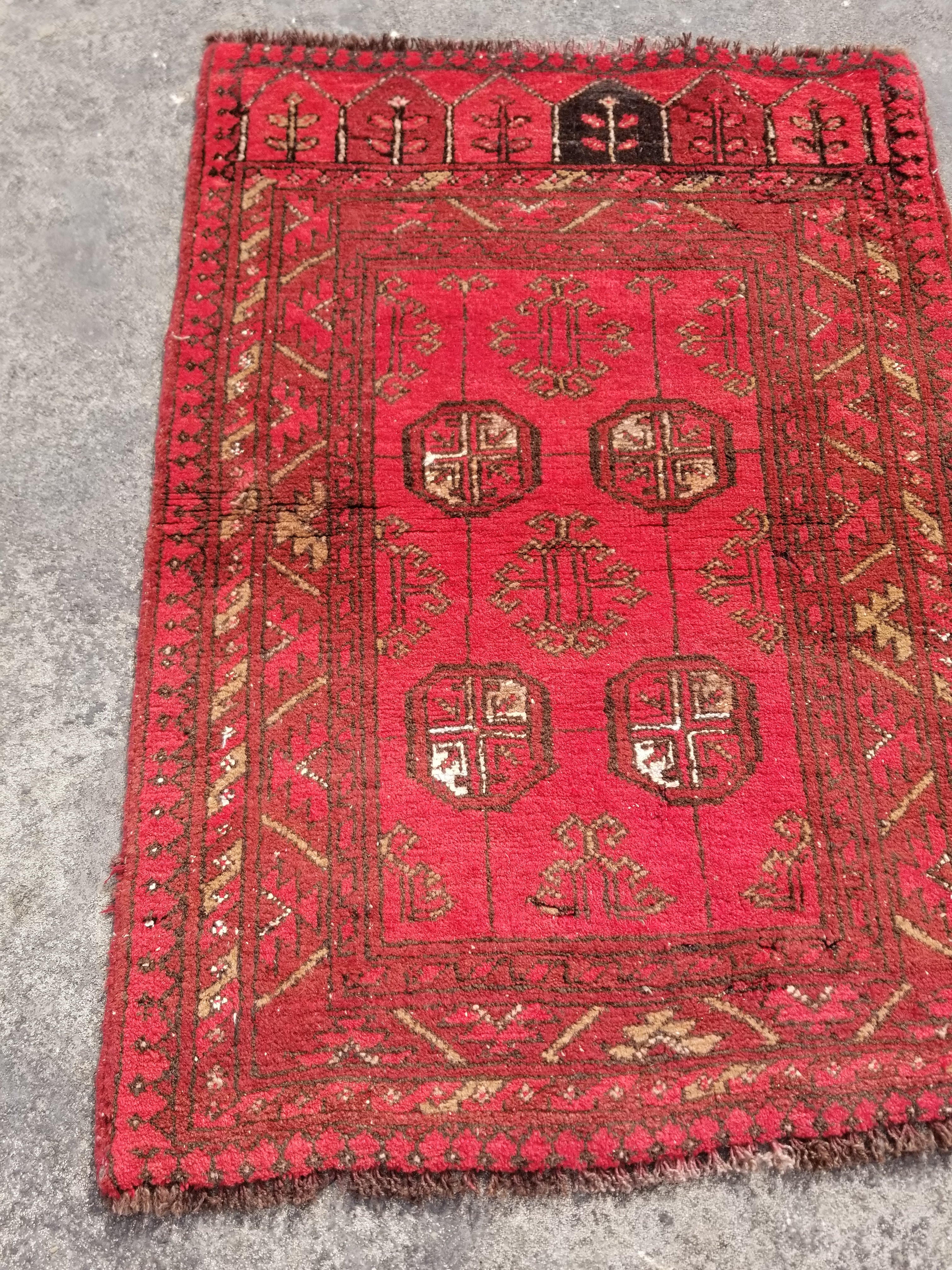 Vintage Traditional Handmade Afghan Wool Multicolor Rug 104x74cm