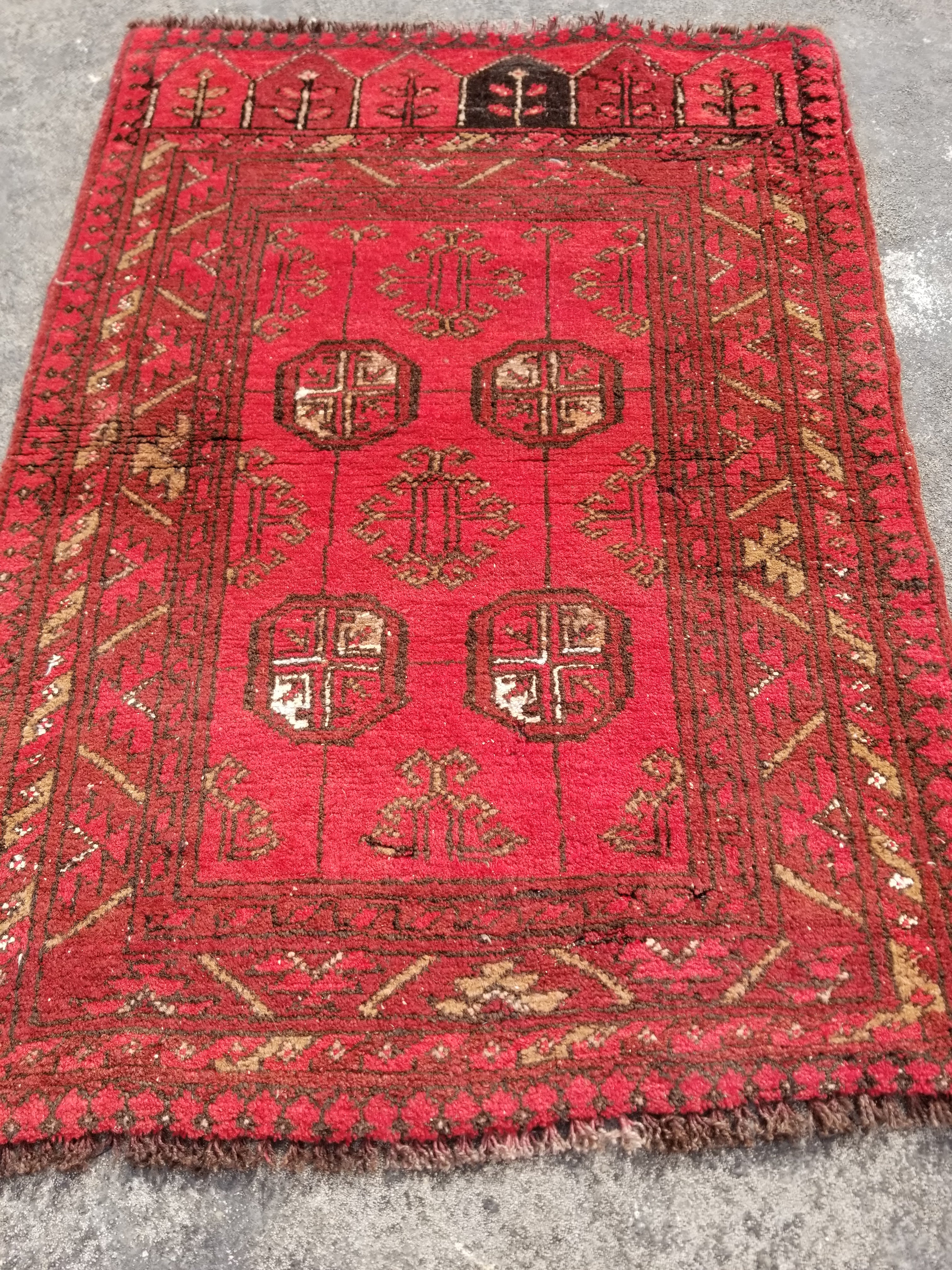 Vintage Traditional Handmade Afghan Wool Multicolor Rug 104x74cm