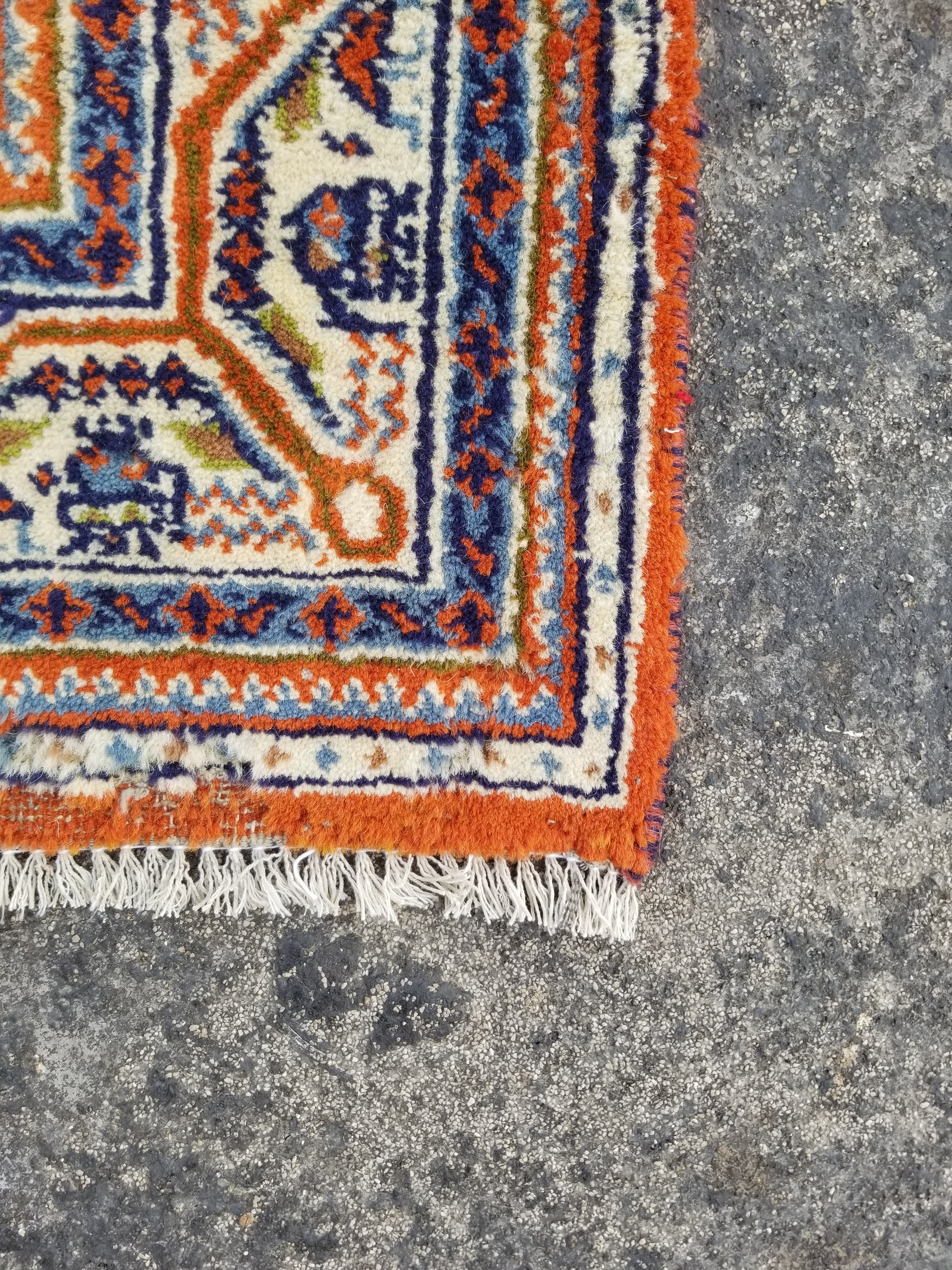 Distressed Vintage Handmade Sarouk Mir Boteh Wool Multicolor Rug 195x132cm