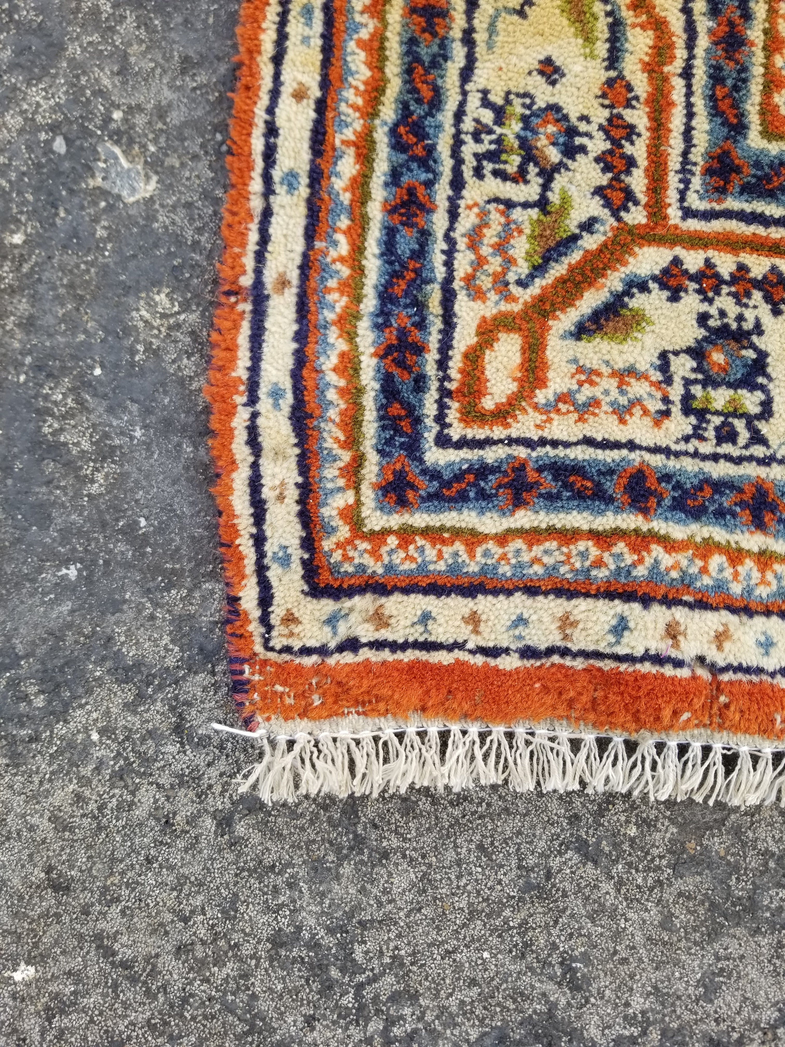 Distressed Vintage Handmade Sarouk Mir Boteh Wool Multicolor Rug 195x132cm
