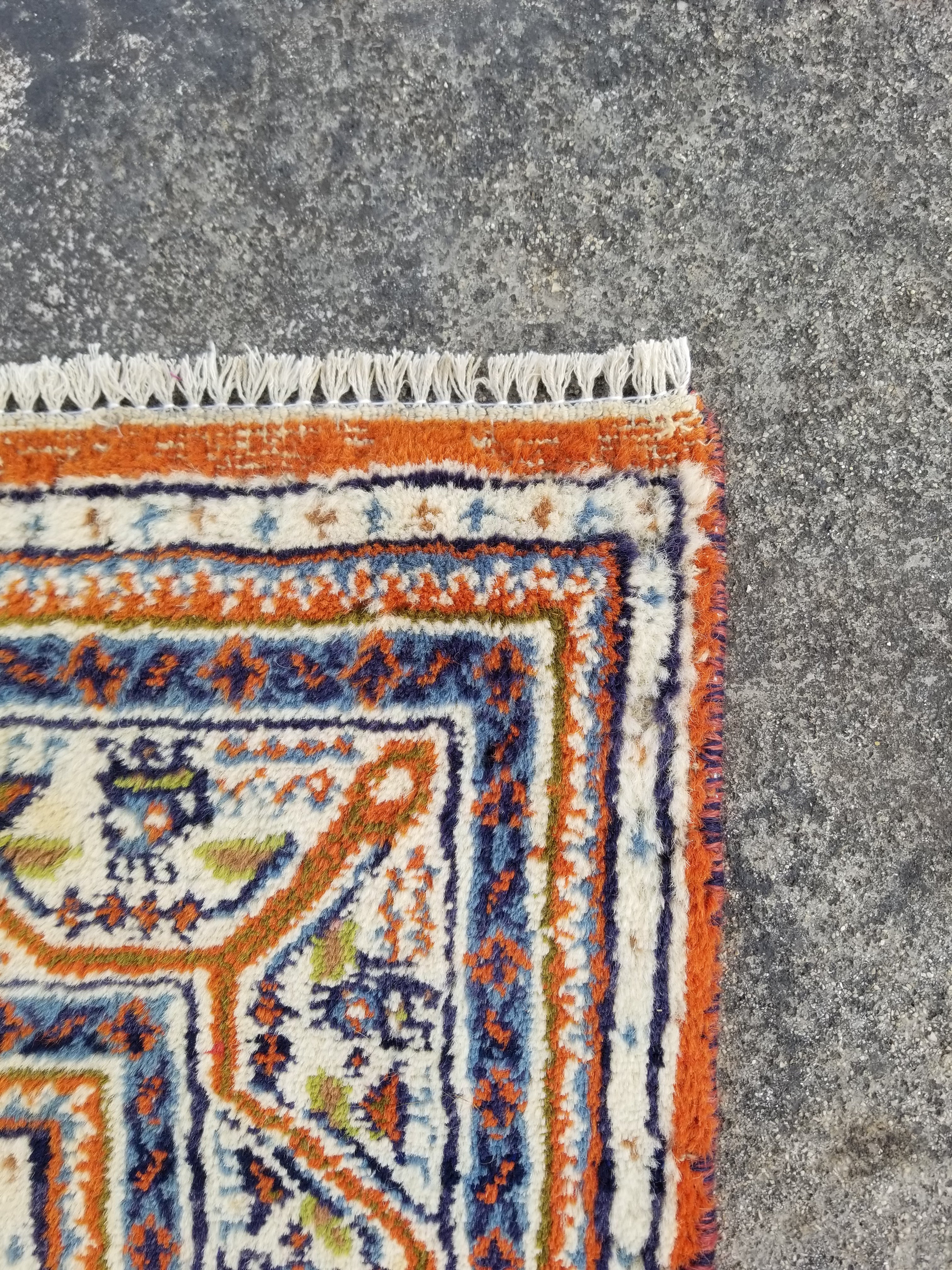 Distressed Vintage Handmade Sarouk Mir Boteh Wool Multicolor Rug 195x132cm