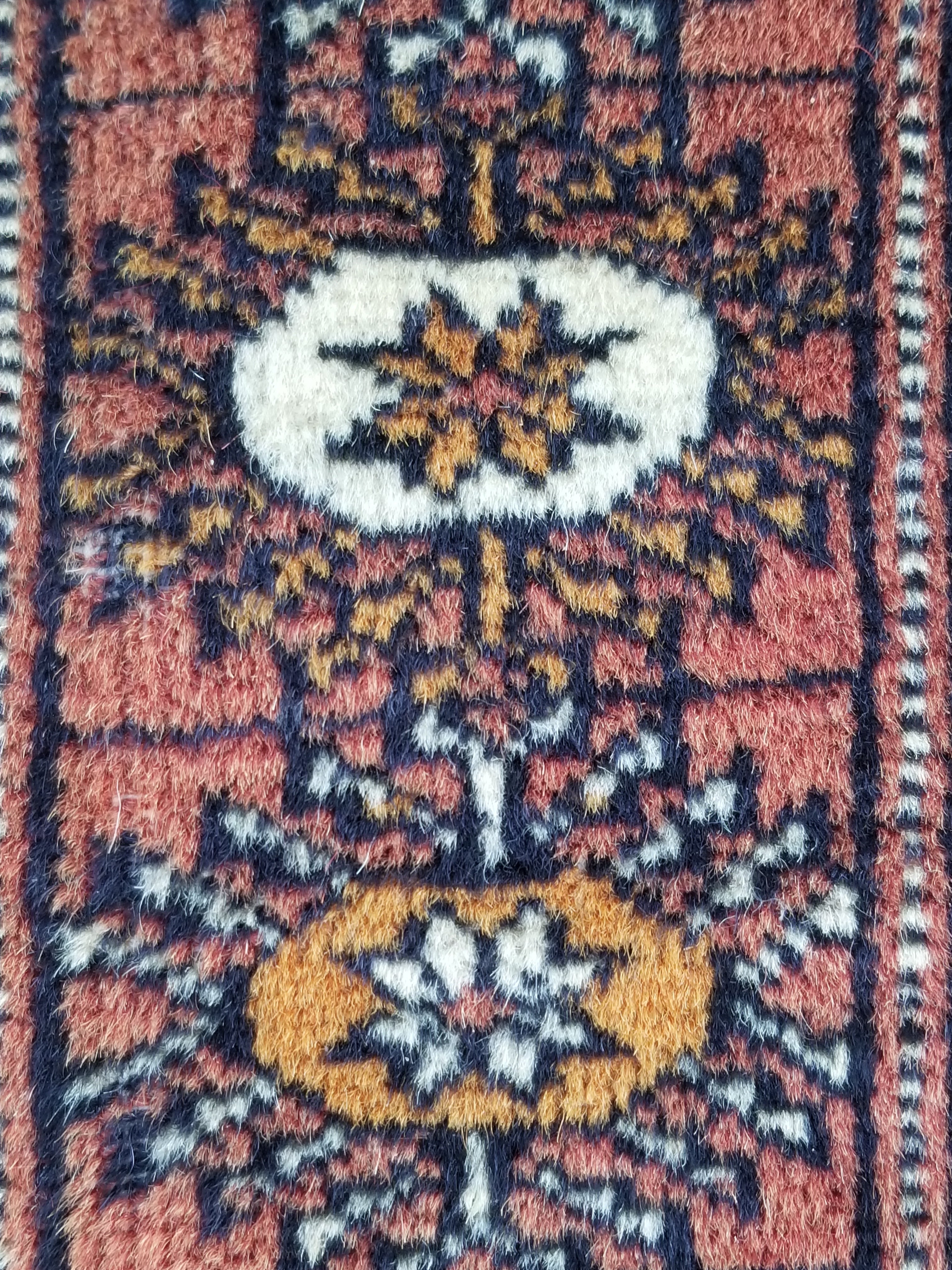 Antique Traditional Handmade Bokhara Style Wool Multicolor Rug 139x127cm